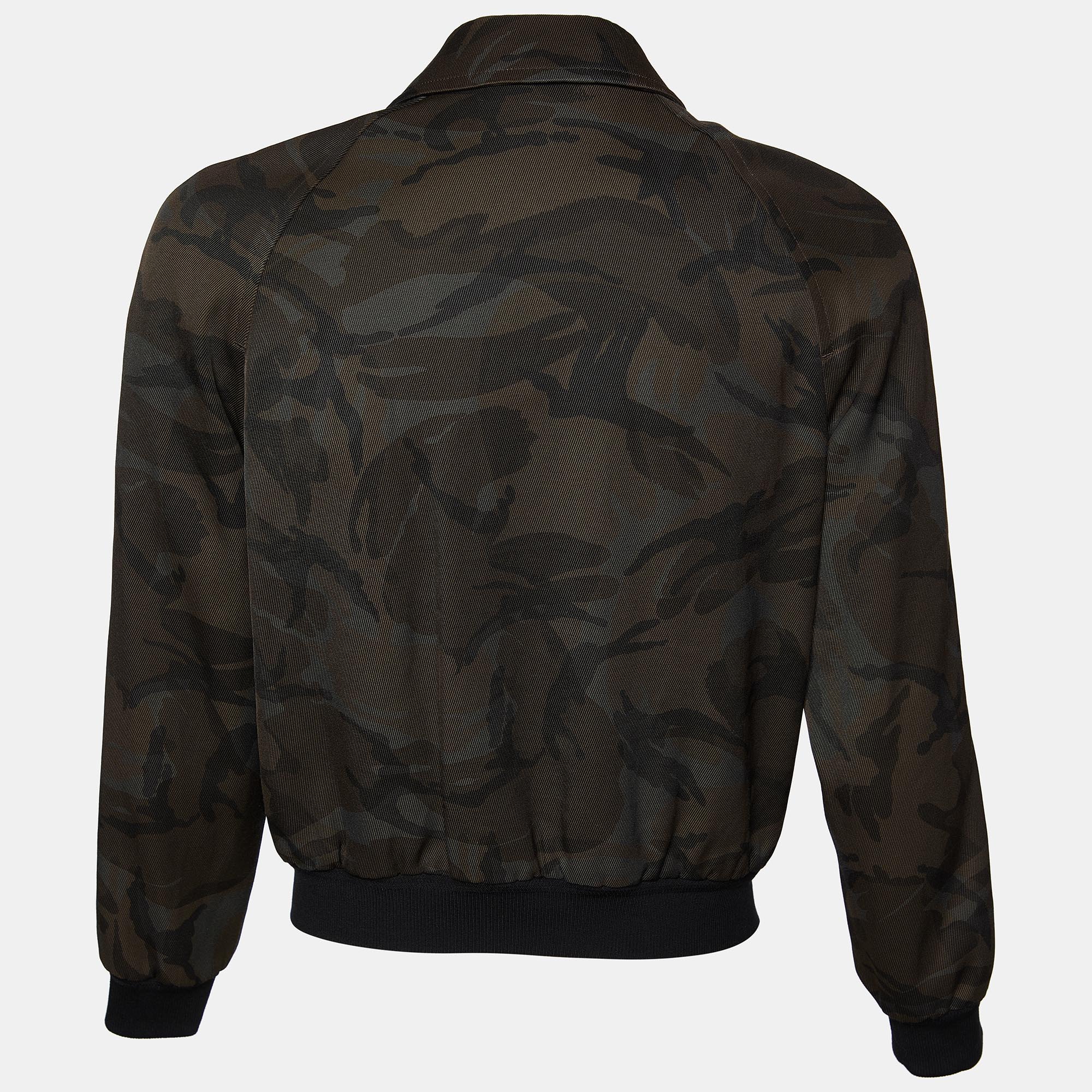 

Tom Ford Brown Camo Printed Textured Denim Nuback Jacket