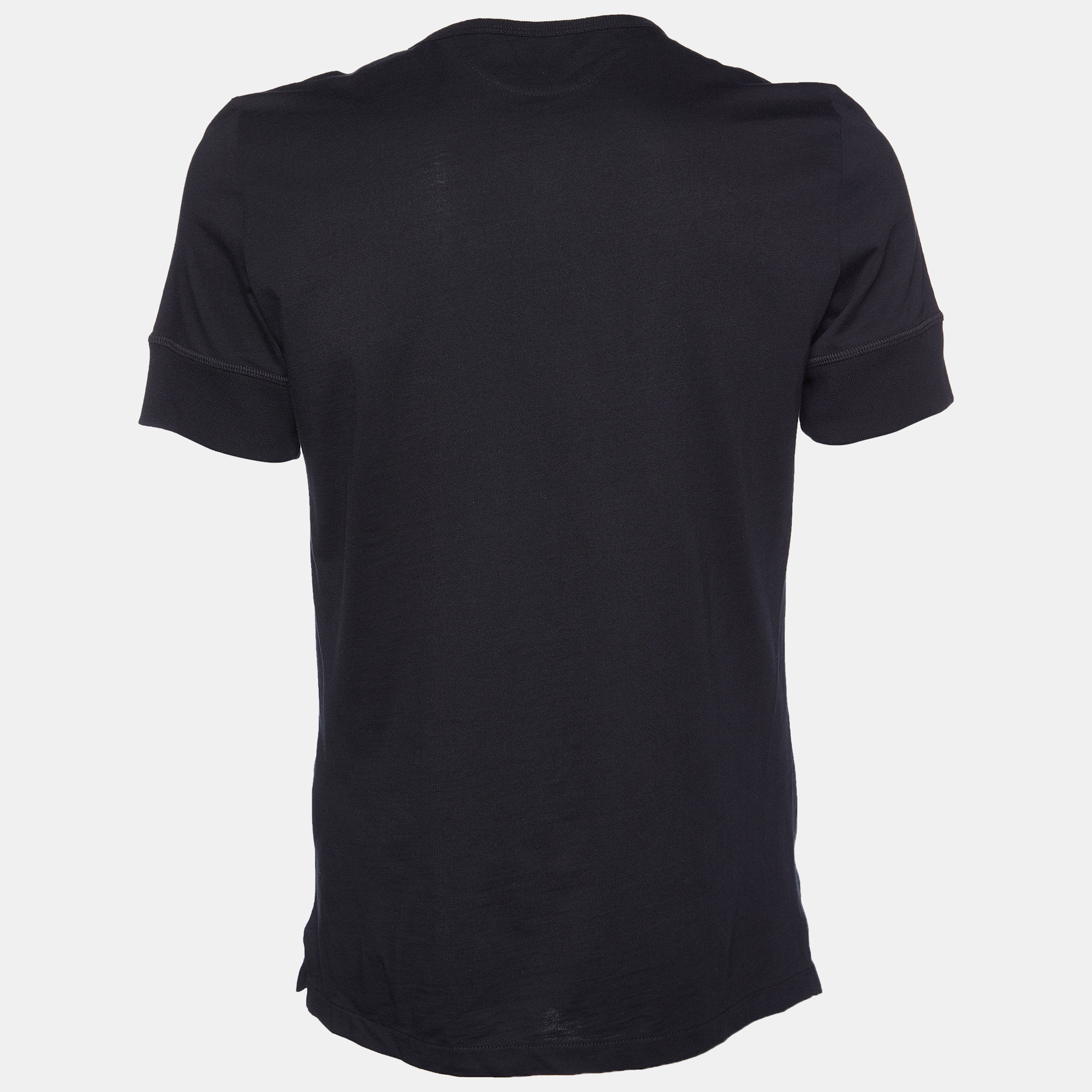 

Tom Ford Black Cotton Knit Collarless T-Shirt