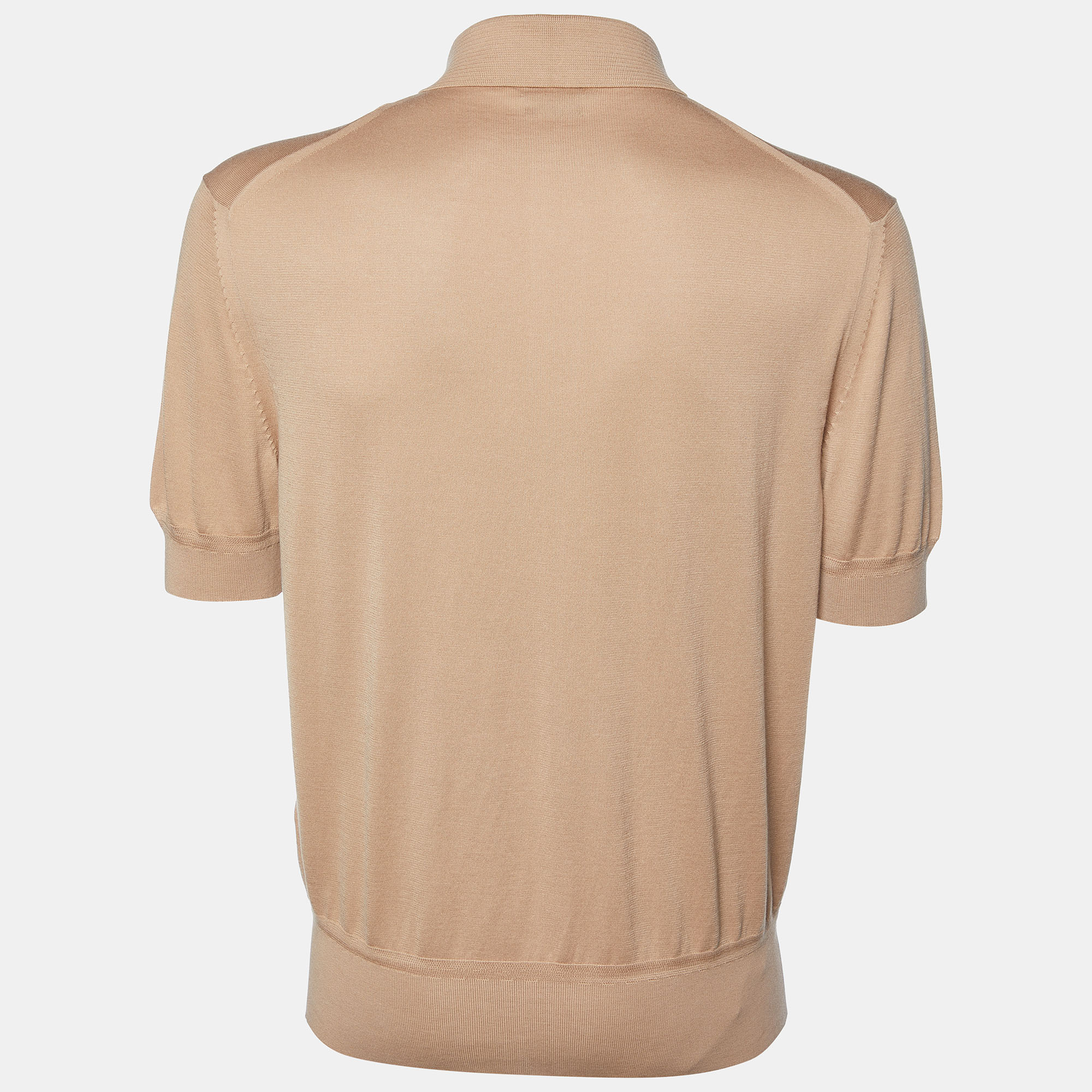 

Tom Ford Light Brown Cotton Knit Polo T-Shirt 3XL