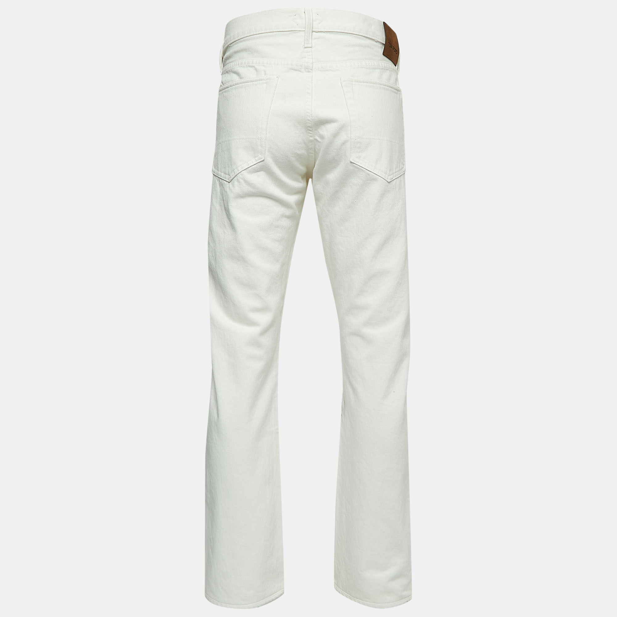 

Tom Ford White Denim Buttoned Straight Fit Jeans  Waist 38