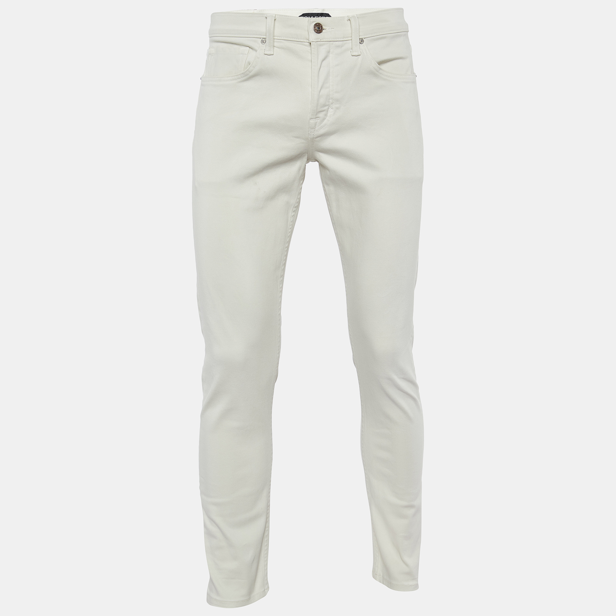 Pre Owned Tom Ford Beige Cotton Slim Fit Trousers M