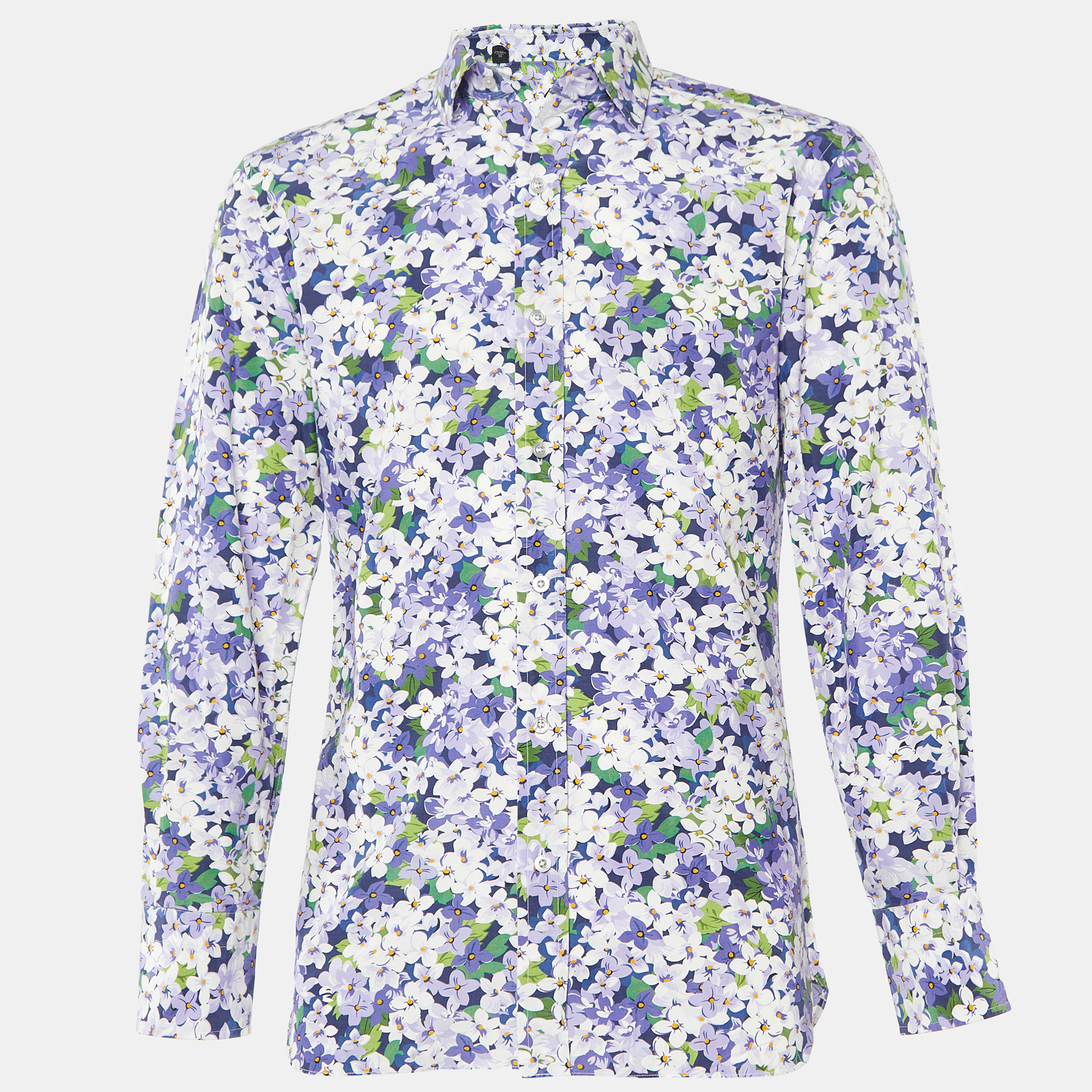 Pre-owned Tom Ford Purple Floral Print Cotton Long Sleeve Shirt M