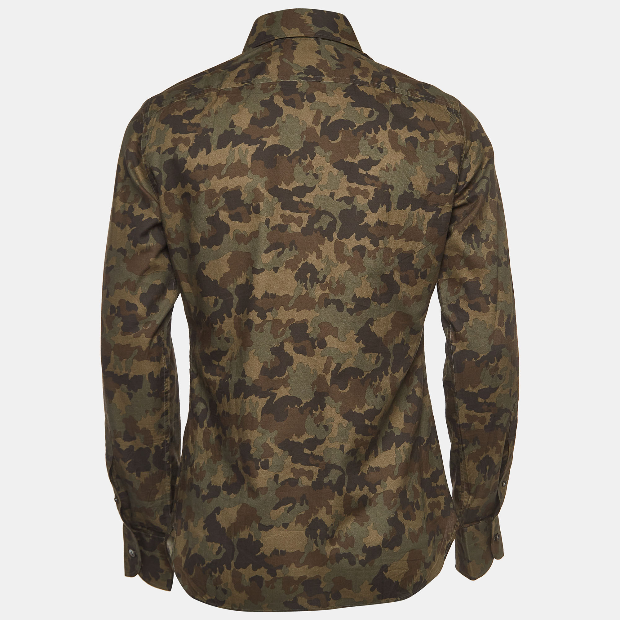 

Tom Ford Green Camouflage Print Cotton Long Sleeve Shirt