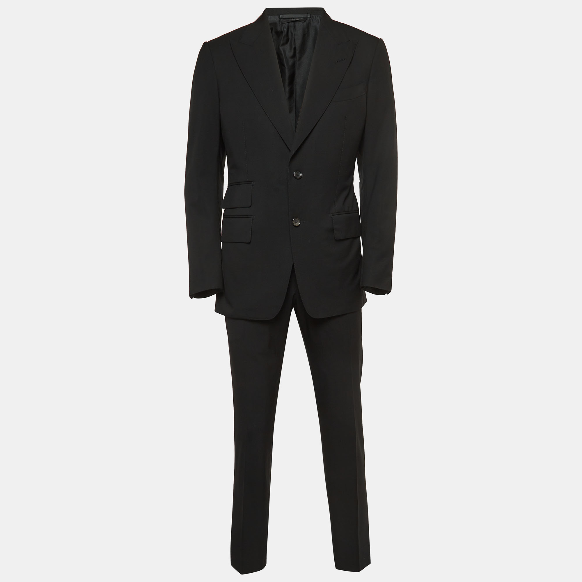 Pre Owned Tom Ford Black Wool Single Breasted Suit M