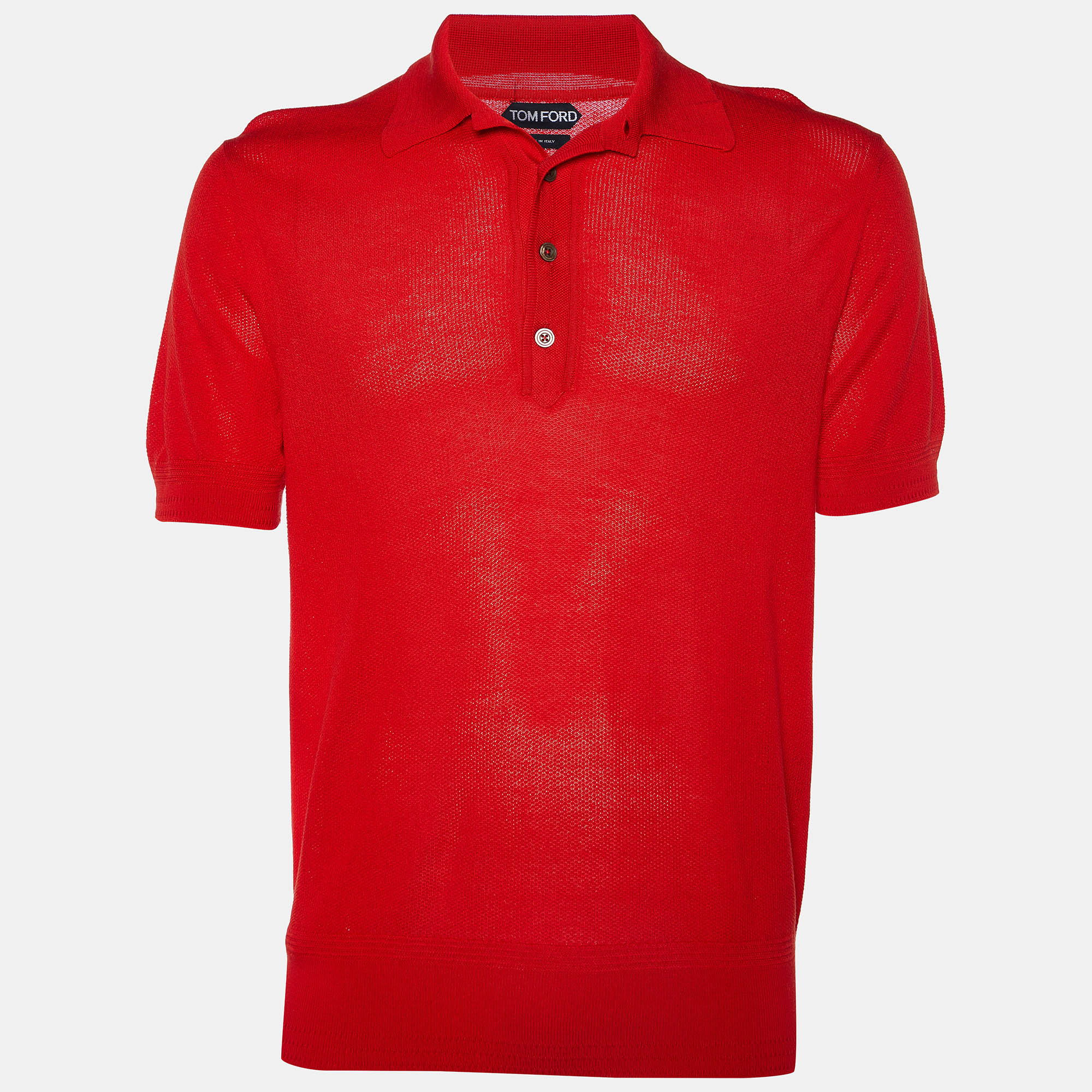 Pre-owned Tom Ford Red Cotton Knit Polo T-shirt L