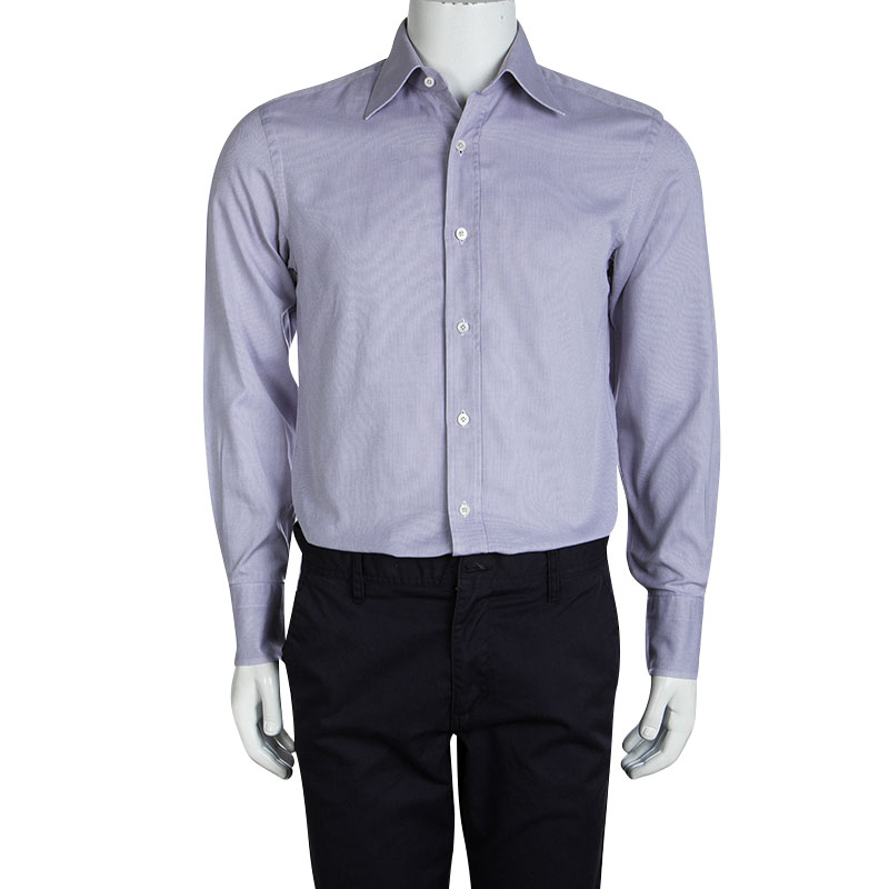 

Tom Ford Purple Textured Cotton Long Sleeve Button Front Shirt