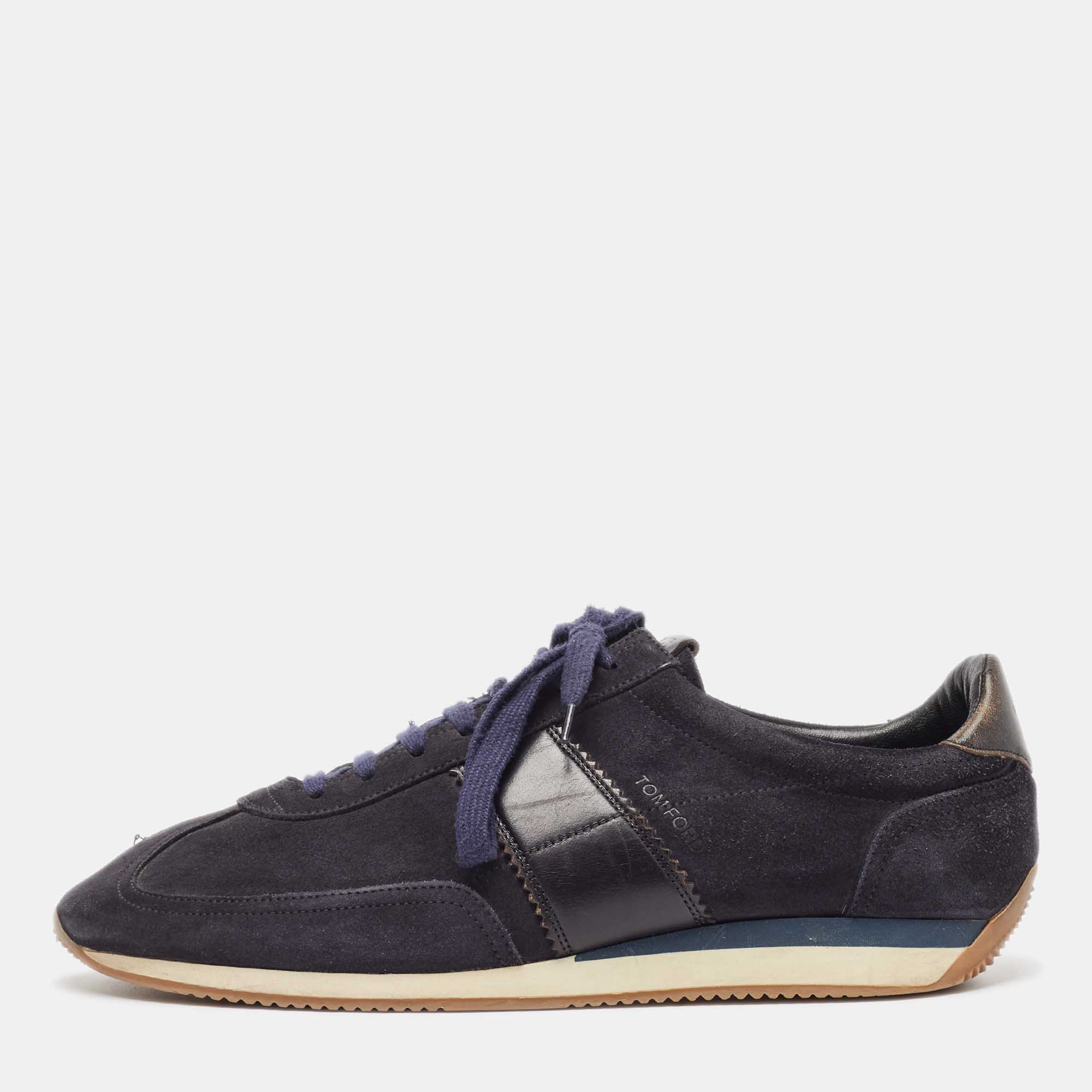 

Tom Ford Navy Blue Suede and Leather Oxford Sneakers Size
