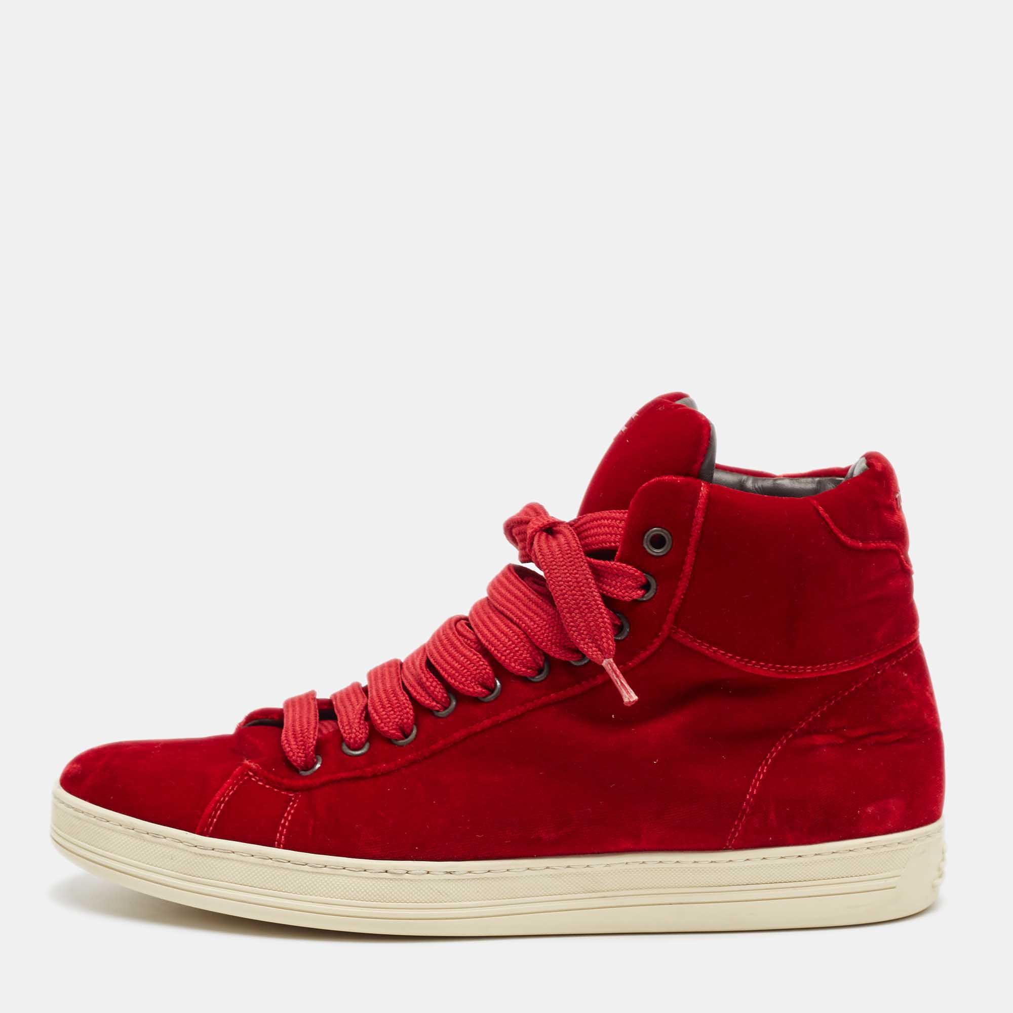 

Tom Ford Red Velvet Russell High Top Sneakers Size 44