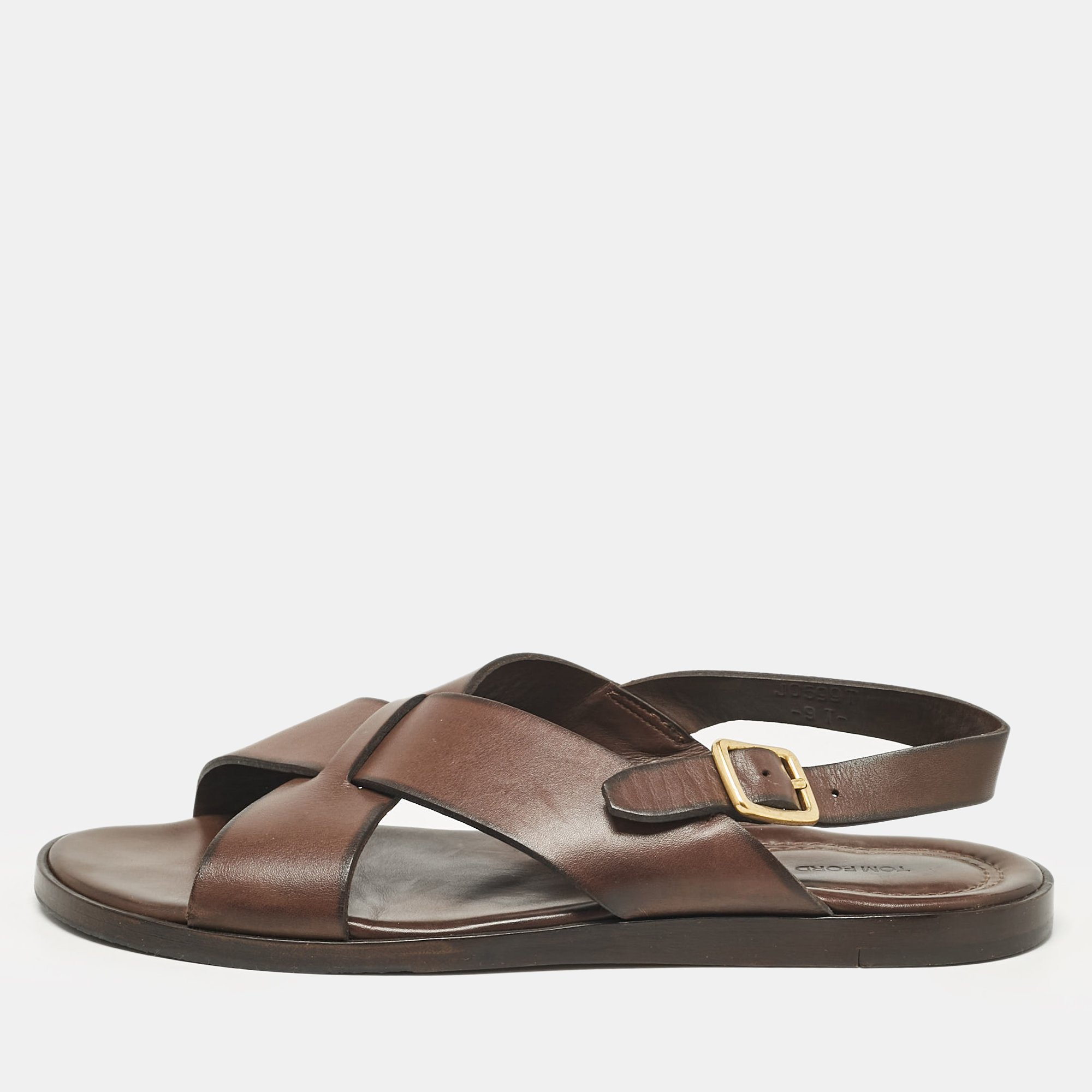 

Tom Ford Dark Brown Leather Flat Sandals Size