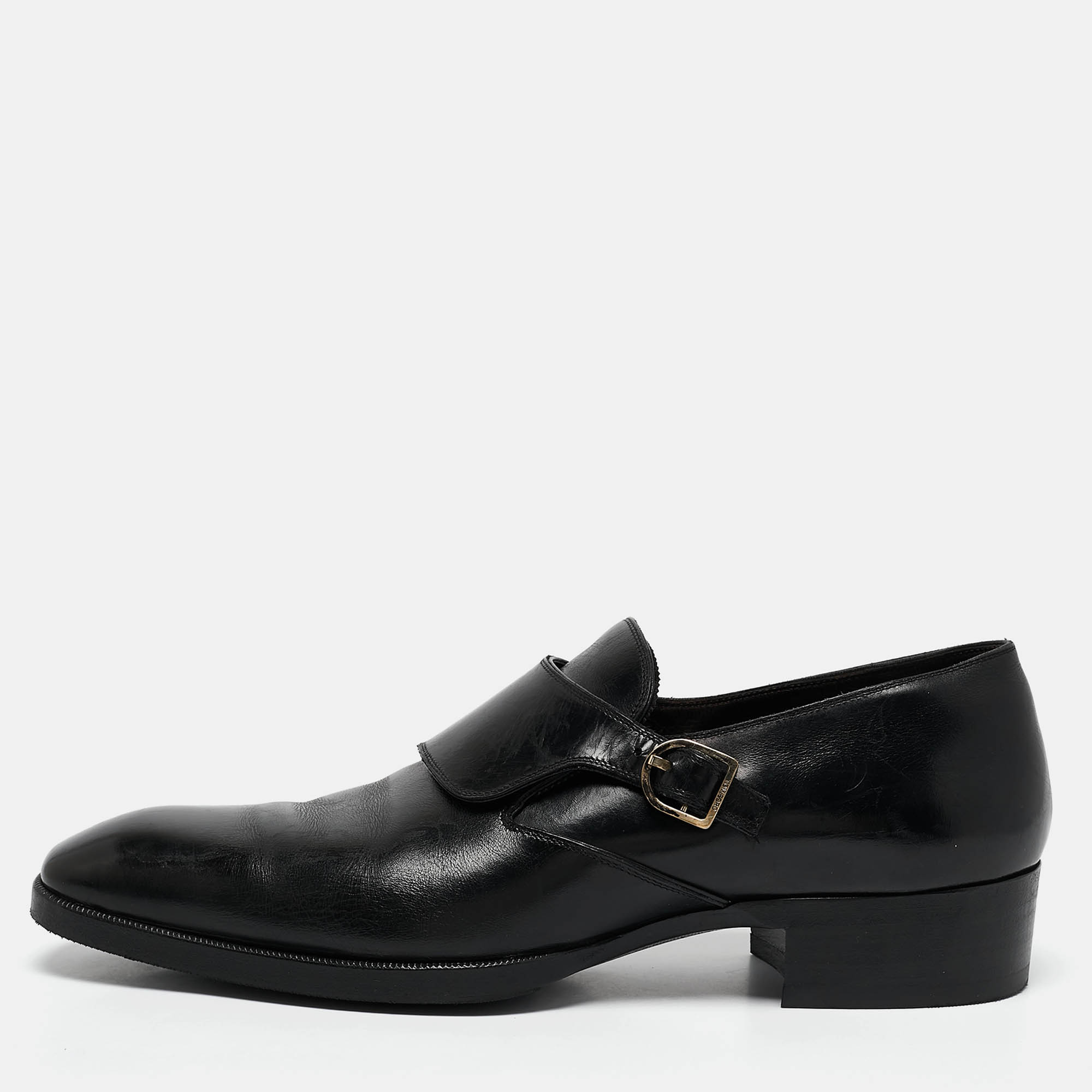 

Tom Ford Black Leather Single Flap Monks Size 43.5