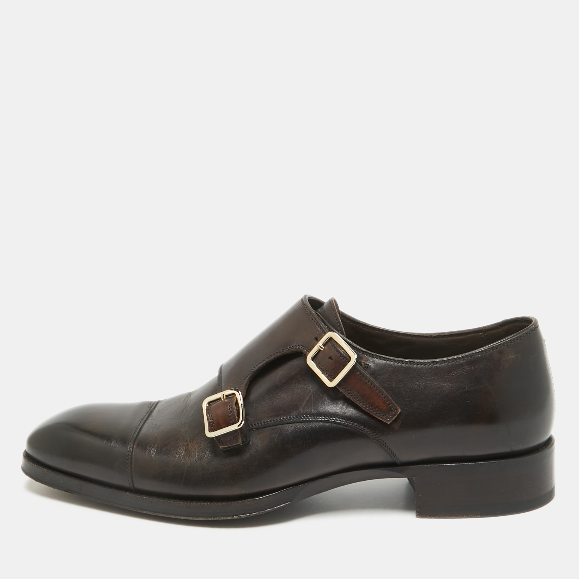 

Tom Ford Brown Leather Elkan Monk Strap Derby Size 42