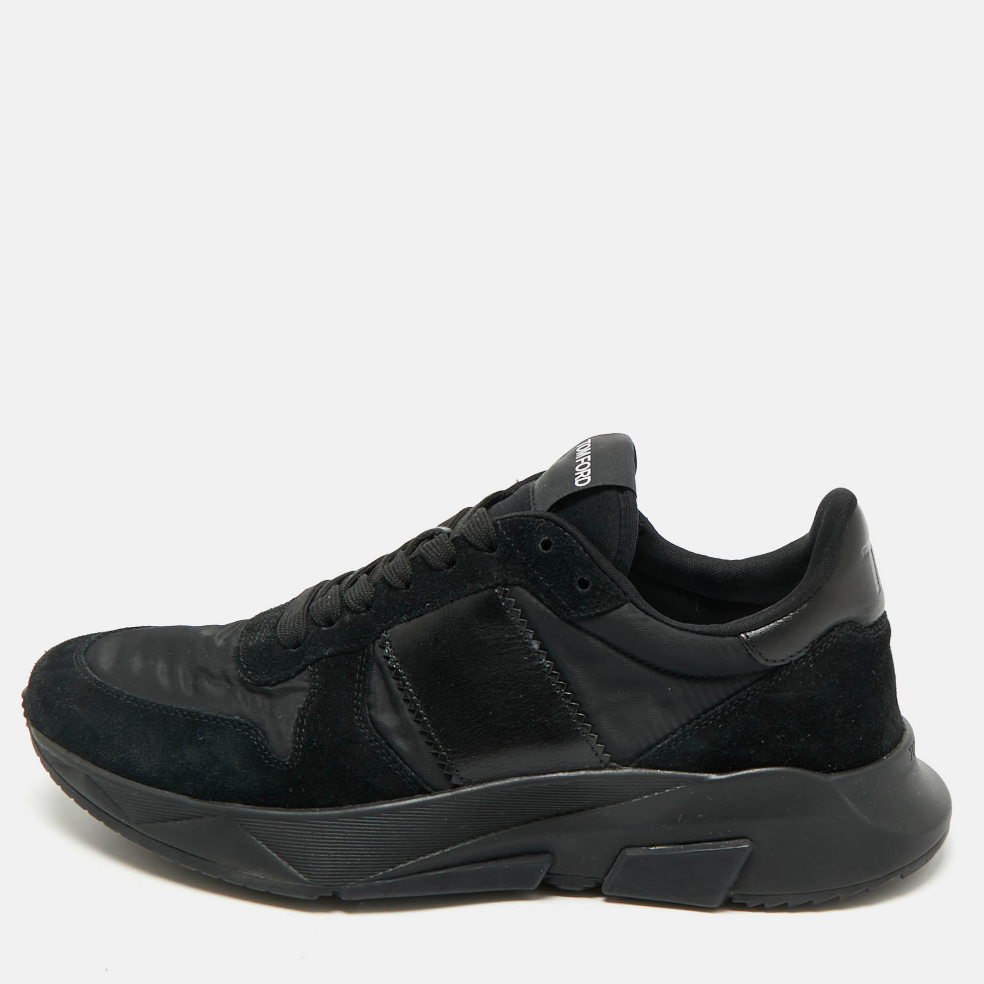 

Tom Ford Black Leather and Neoprene Lace Up Sneakers Size 40
