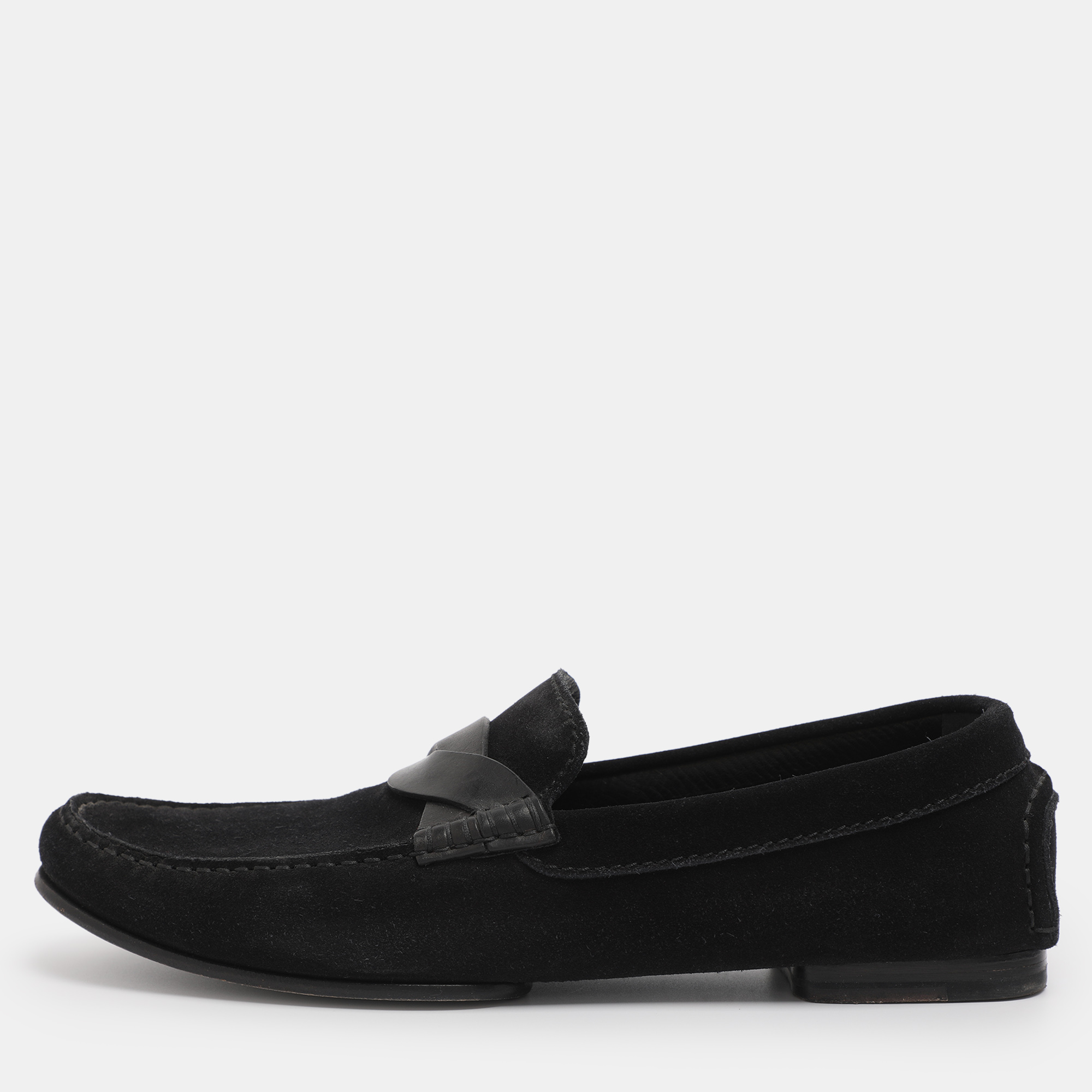Pre-owned Tom Ford Black Suede And Leather Twist Band Elkan Loafer Size 45