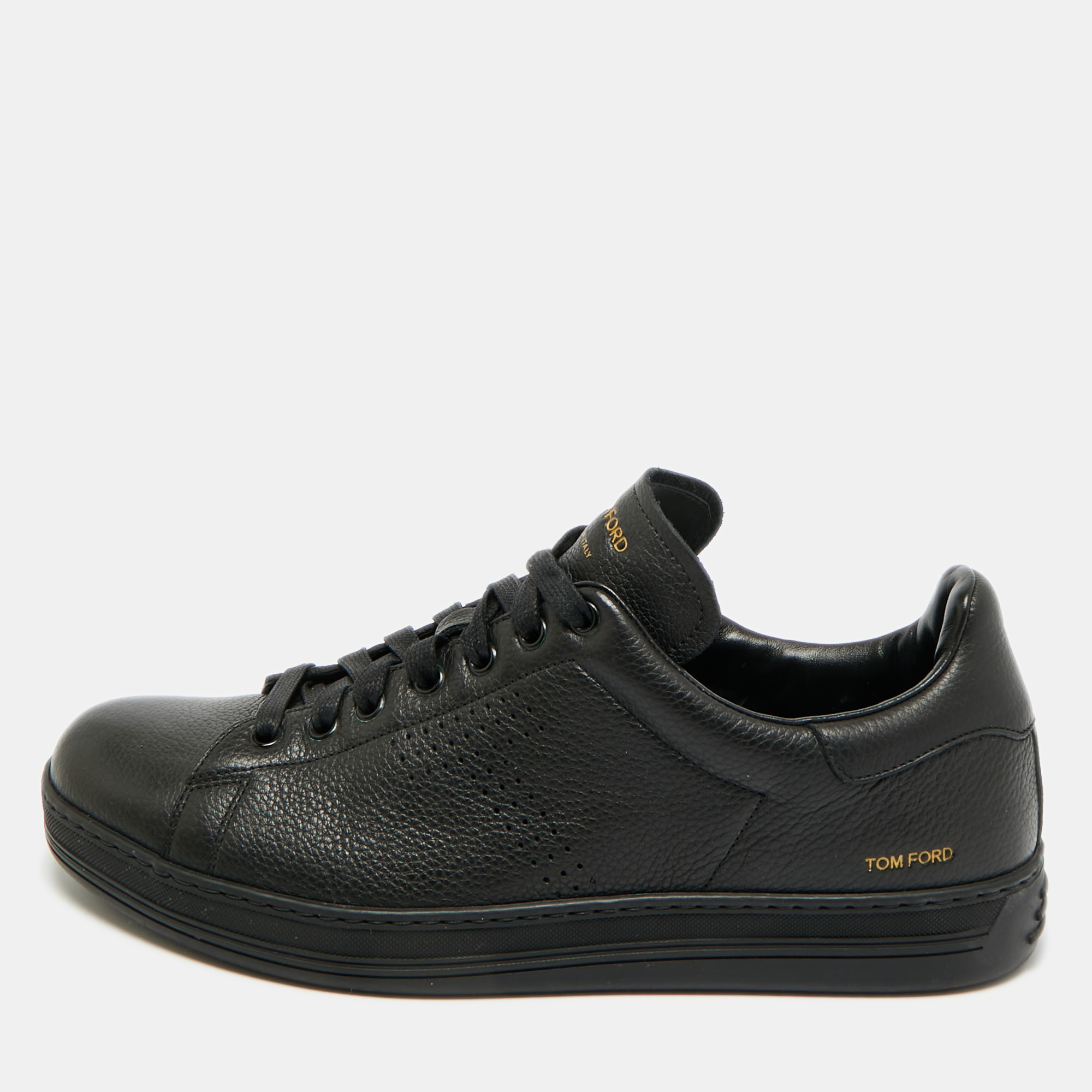 

Tom Ford Black Perforated Leather Warwick Sneakers Size 43