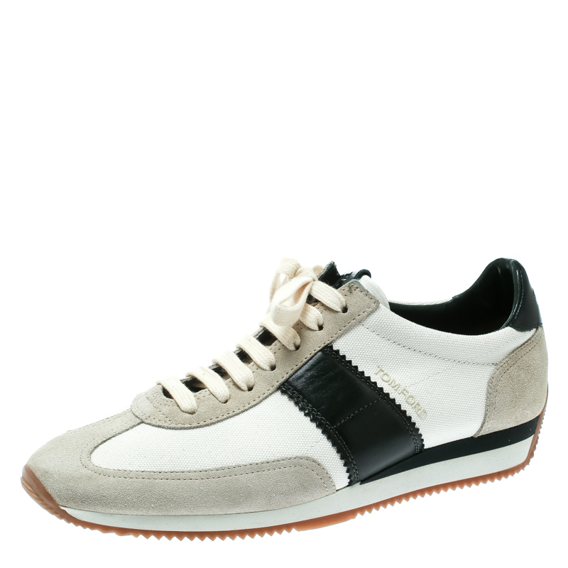 Tom Ford Tricolor Canvas And Suede Sneakers Size 41.5