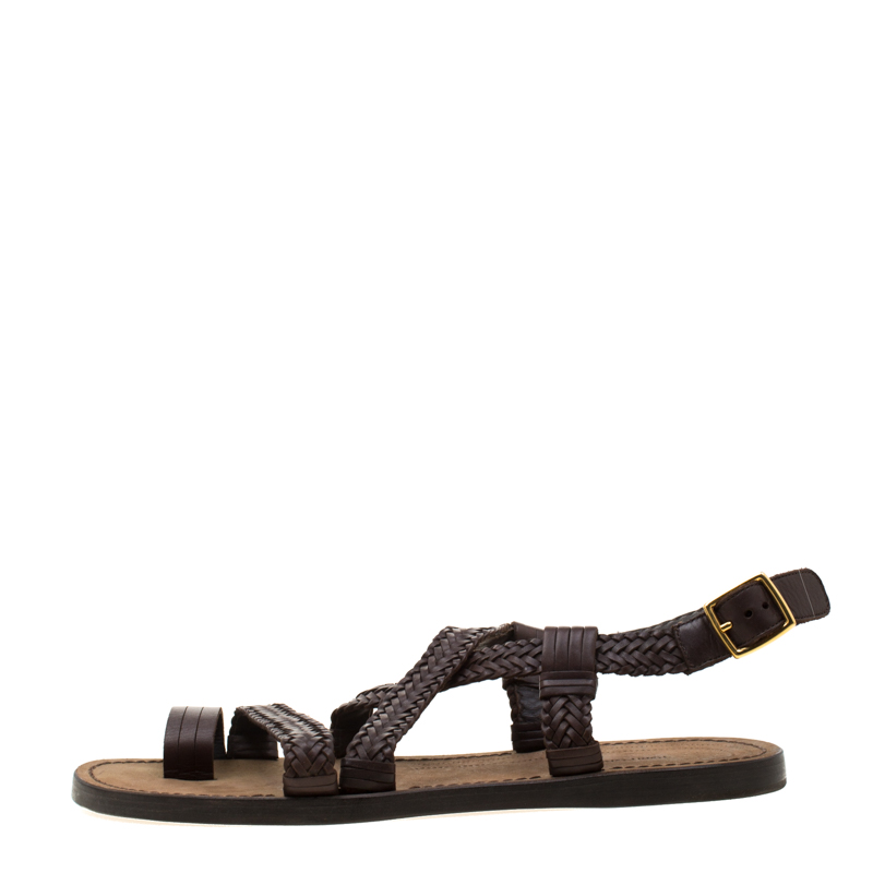 

Tom Ford Brown Leather Flat Sandals Size