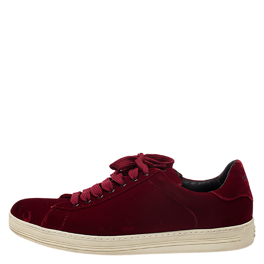 

Tom Ford Red Velvet Russell Low Top Sneakers Size