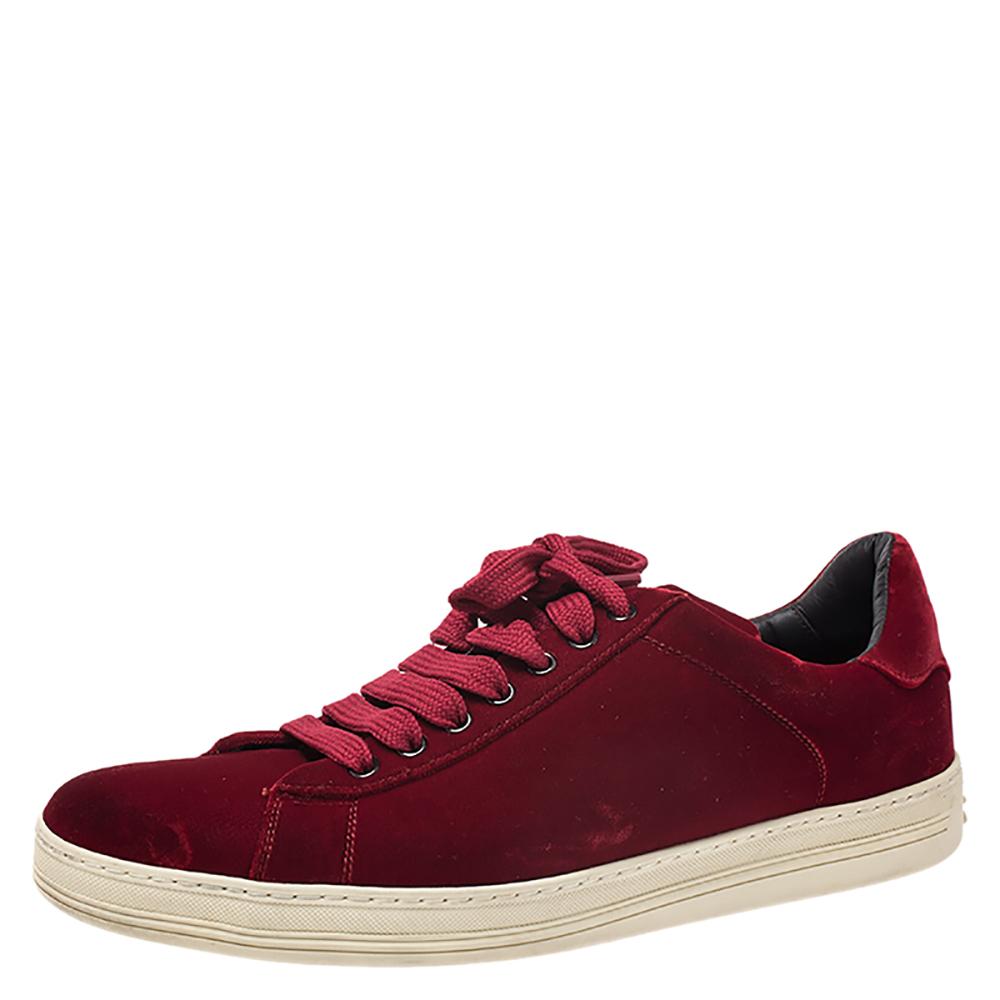 Tom Ford Red Velvet Russell Low Top Sneakers Size 43 Tom Ford | TLC