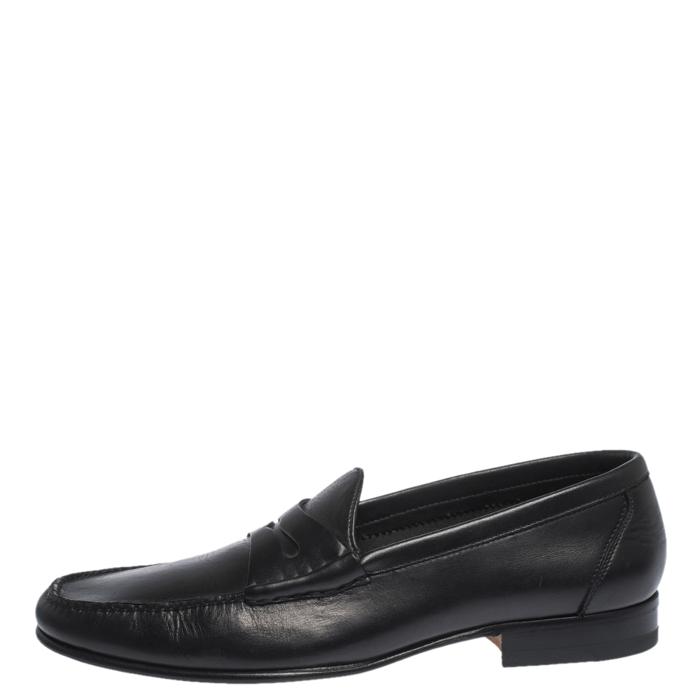 

Tom Ford Black Leather Penny Slip On Loafers Size