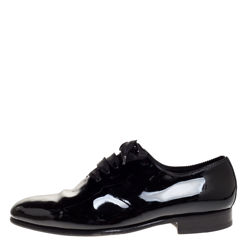 

Tom Ford Black Patent Elkan Evening Lace Up Oxfords Size