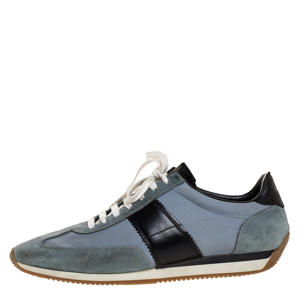 

Tom Ford Tricolor Canvas And Suede Orford Sneakers Size, Blue