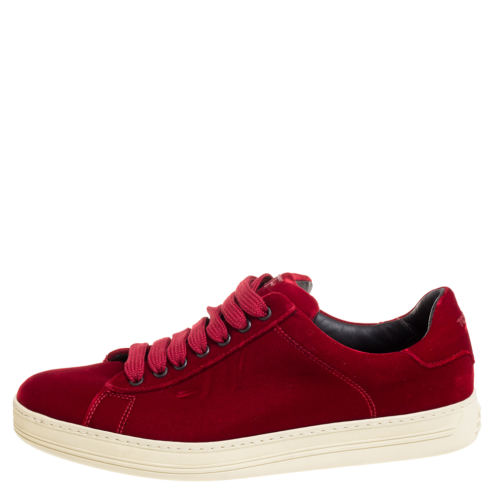 

Tom Ford Red Velvet Russell Low Top Sneakers Size