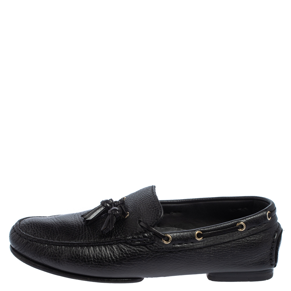 

Tom Ford Black Leather Tassel Slip On Loafers Size