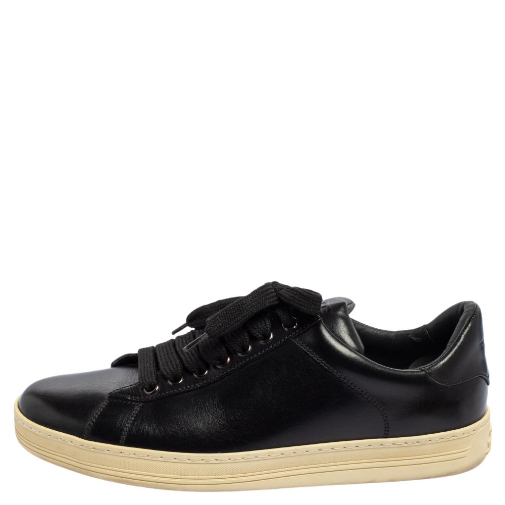 

Tom Ford Black Leather Low Top Sneakers Size