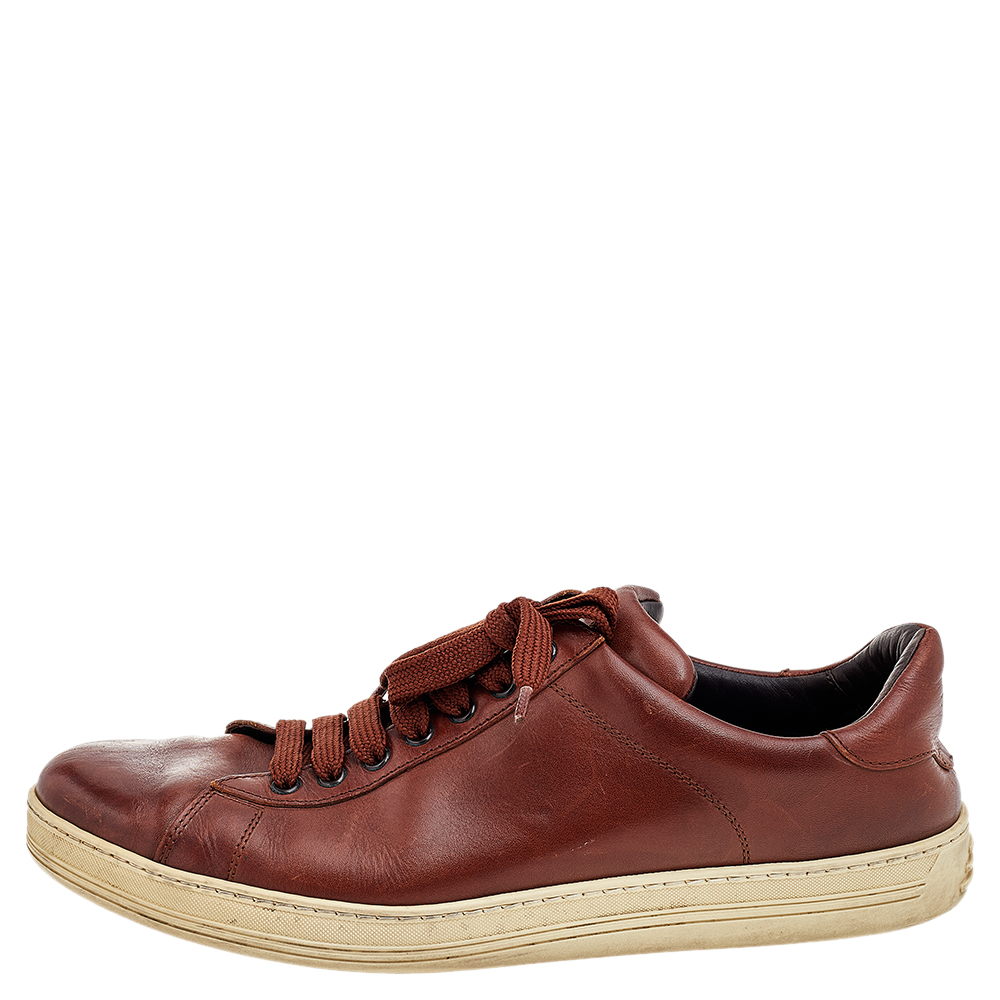

Tom Ford Brown Leather Low Top Sneakers Size