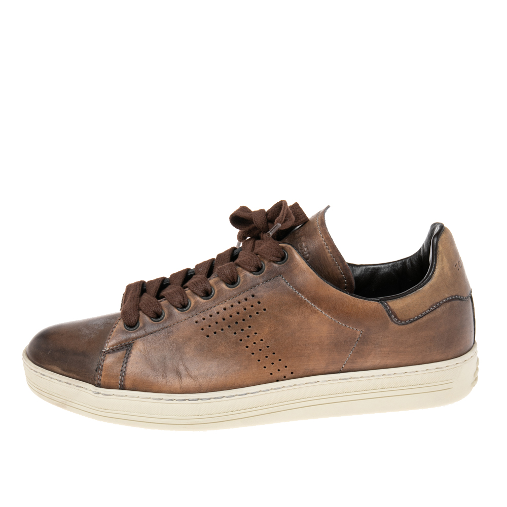 

Tom Ford Brown Leather Warwick Low Top Sneakers Size