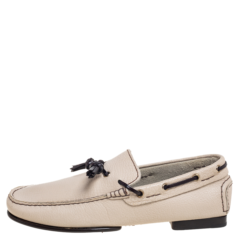

Tom Ford Beige Leather Tassel Slip On Loafers Size