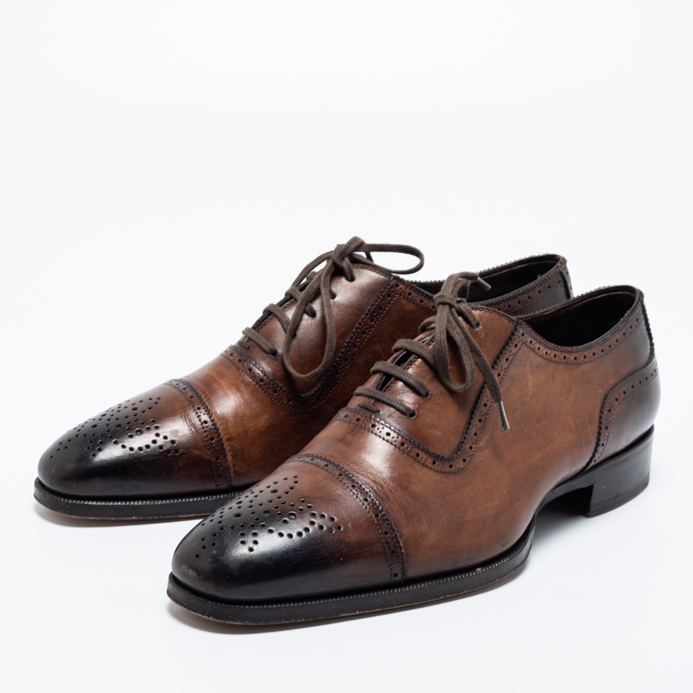 

Tom Ford Brown Brogue Leather Lace Up Oxfords Size