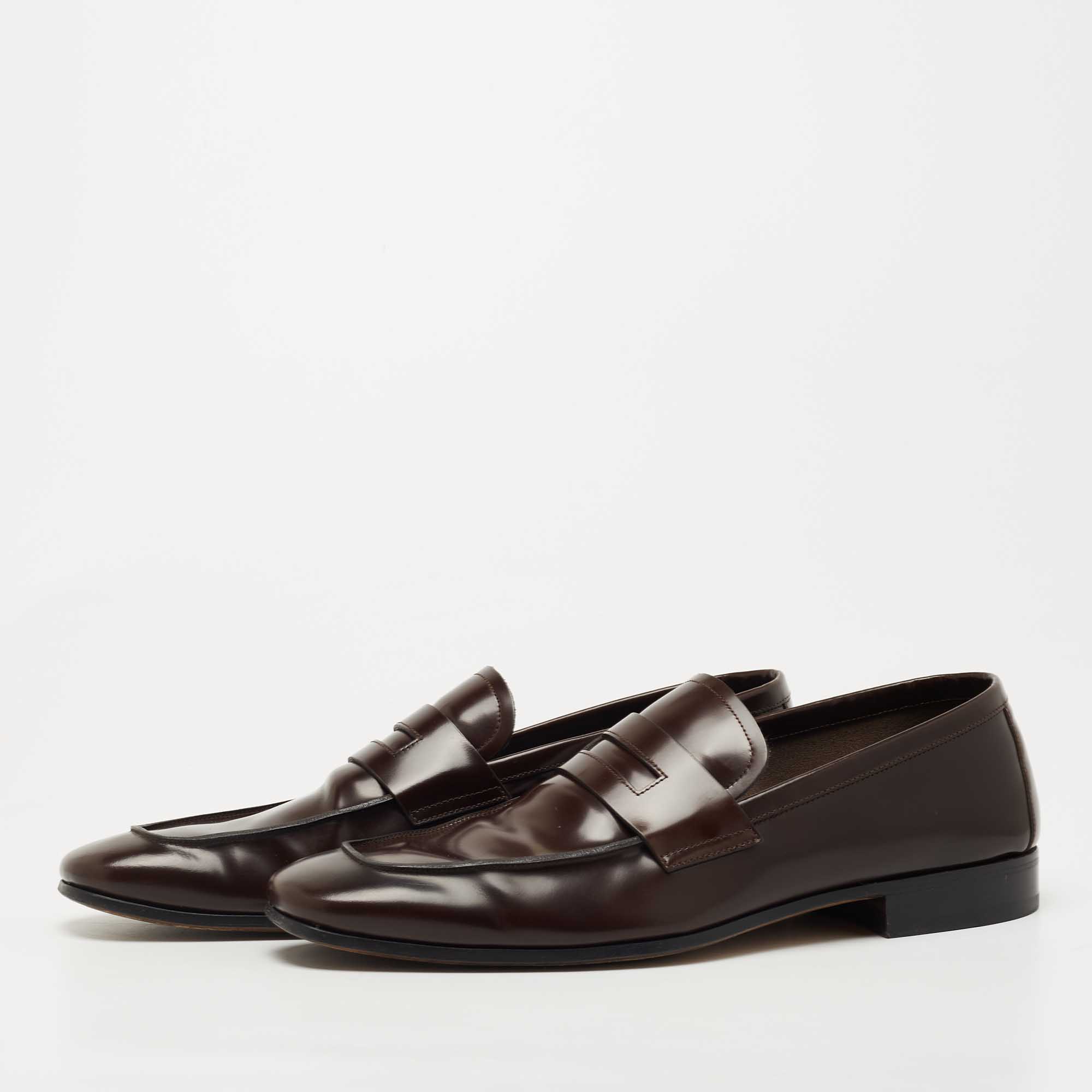 

Tom Ford Dark Brown Leather Slip On Loafers Size