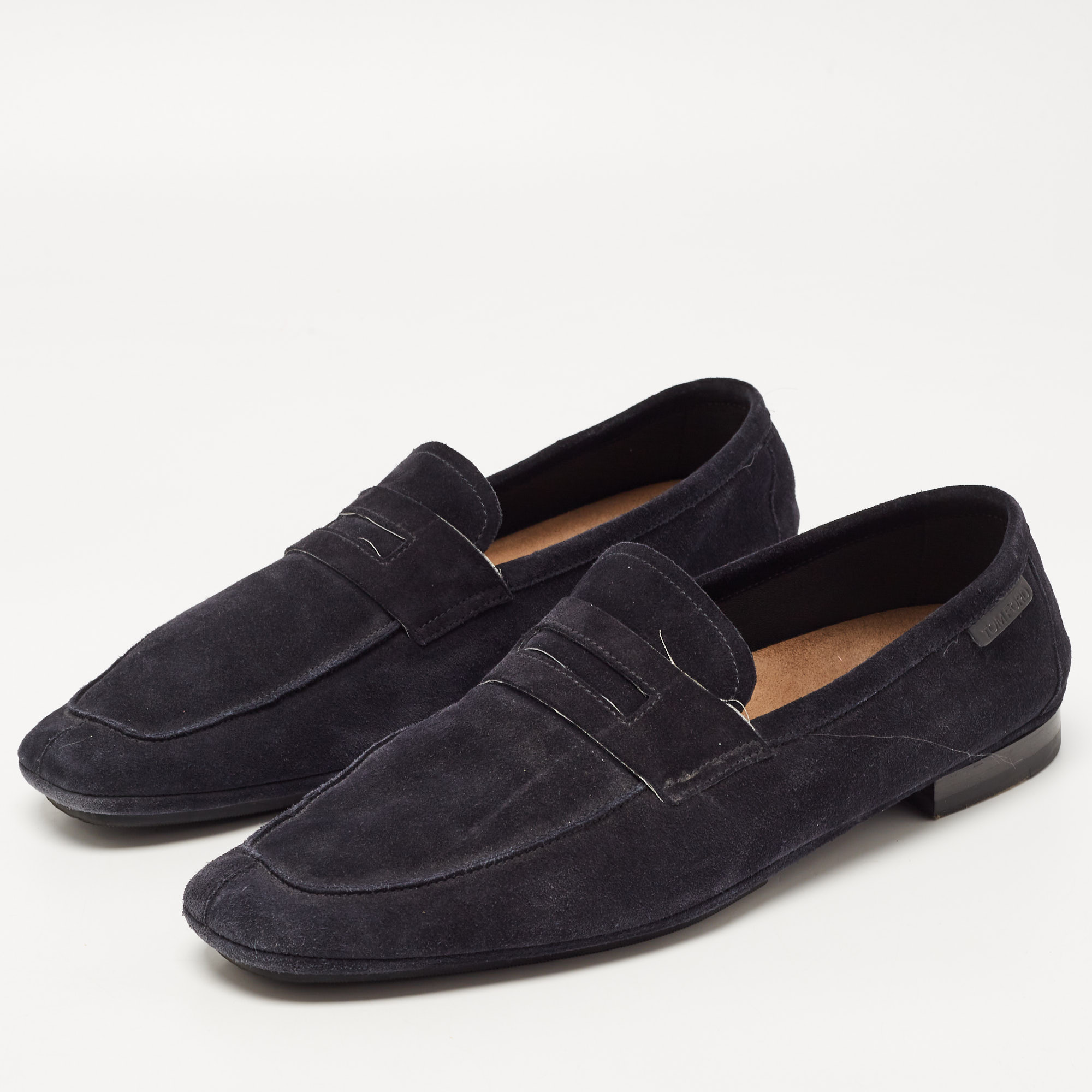 

Tom Ford Navy Blue Suede Berwick Loafers Size
