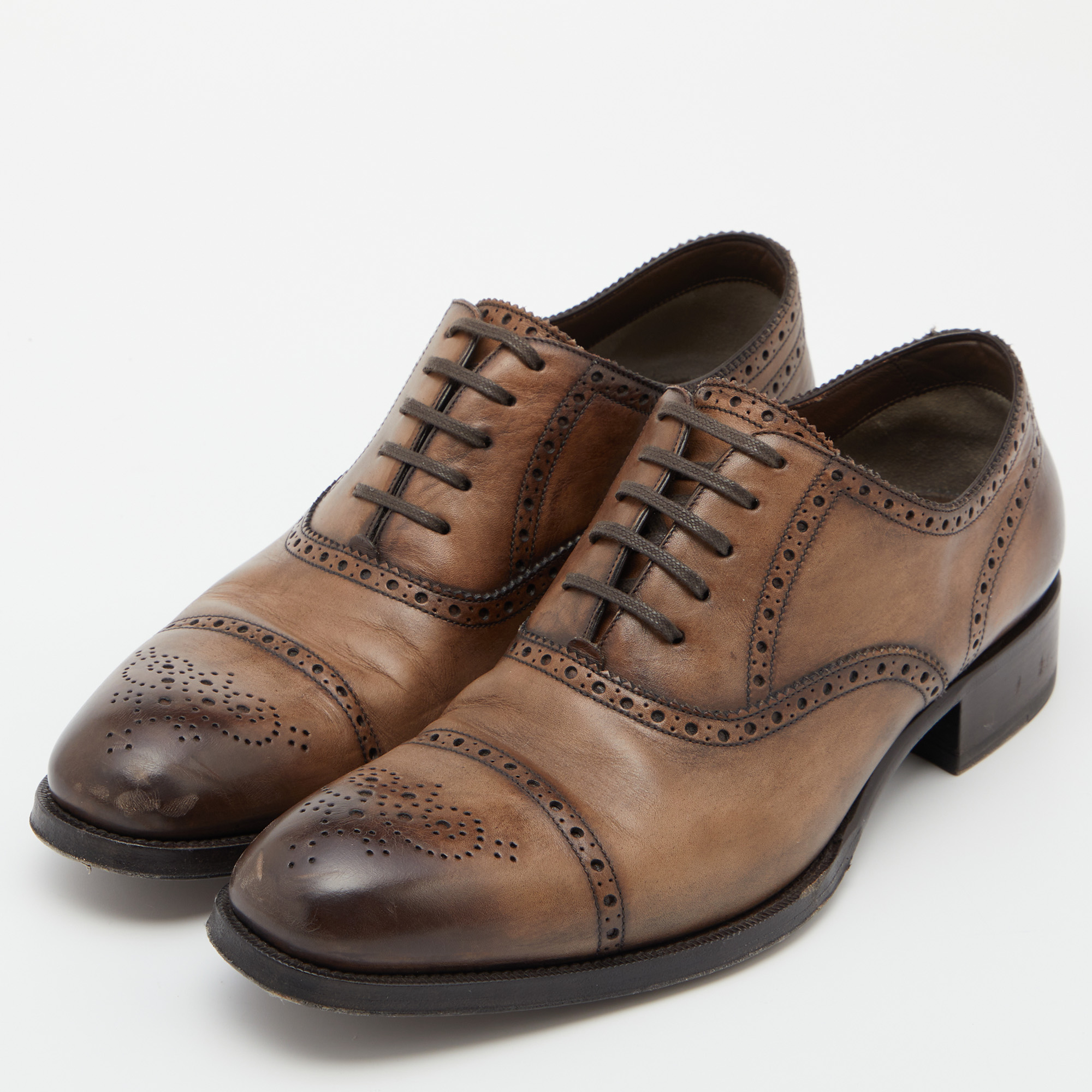 

Tom Ford Brown Brogue Leather Lace Up Oxfords Size