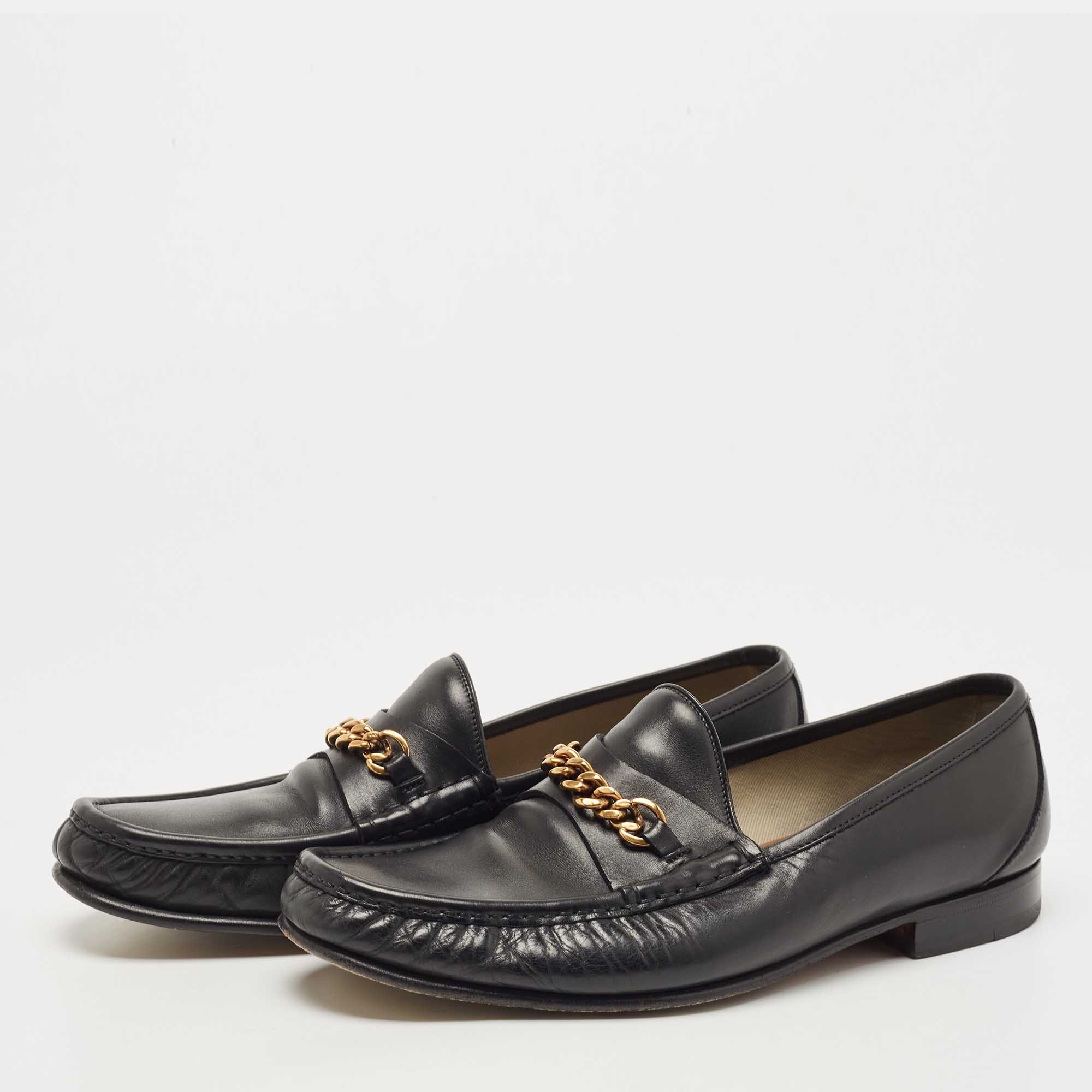 

Tom Ford Black Leather York Chain Loafers Size