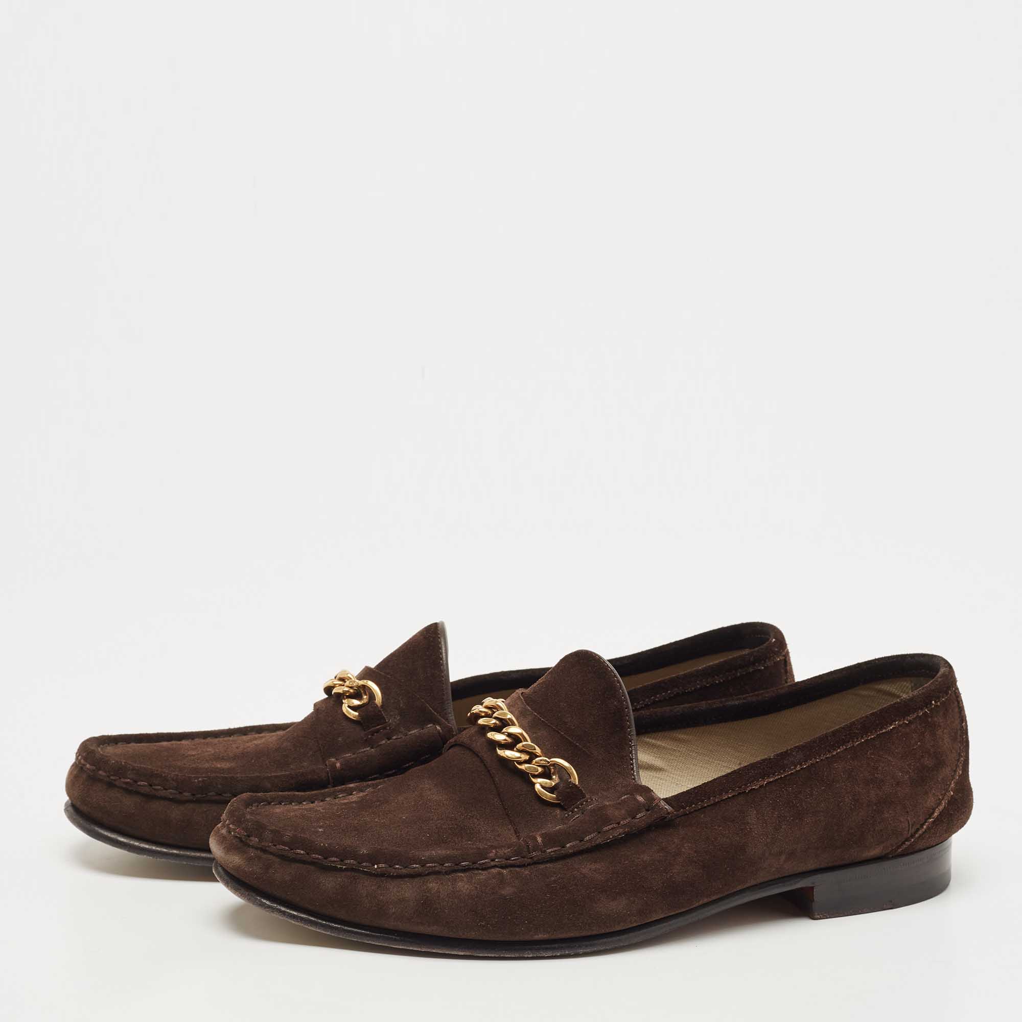 

Tom Ford Brown Suede York Chain Loafers Size