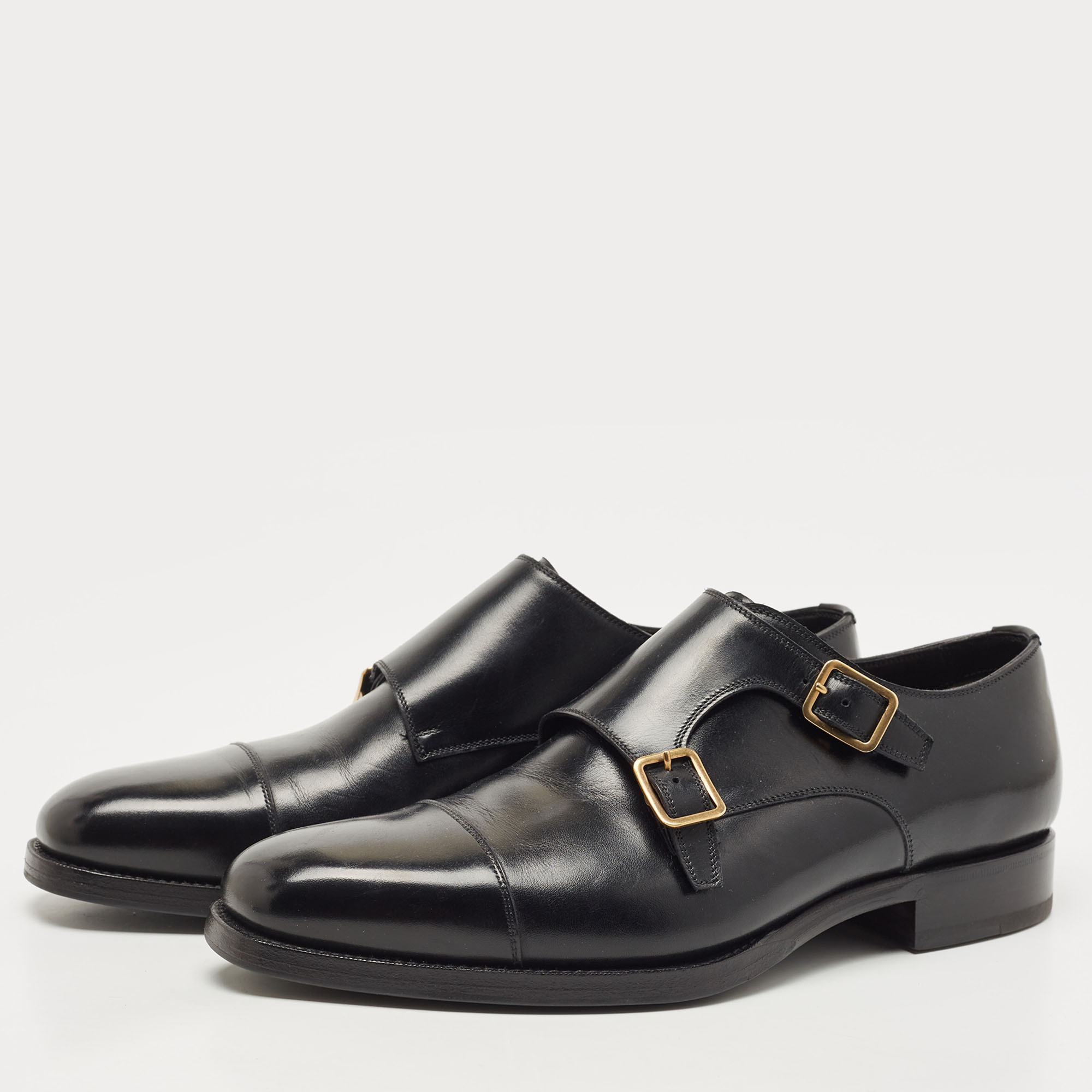 

Tom Ford Black Leather Elkan Monk Strap Derby Size