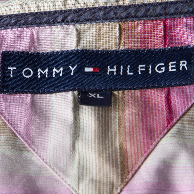 Pre-owned Tommy Hilfiger Multicolor Striped Cotton Long Sleeve Button Front Shirt Xl