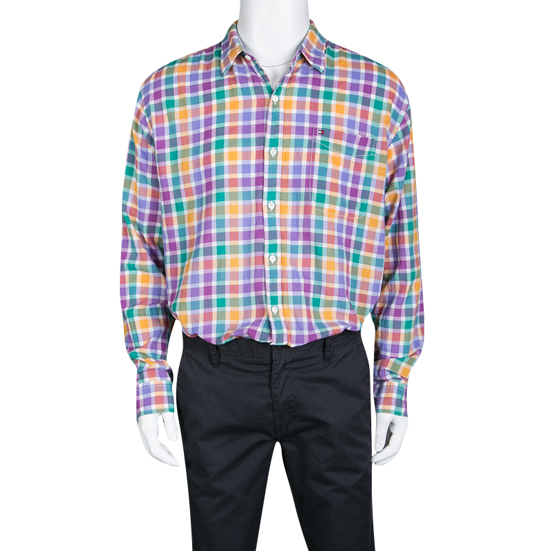 Pre-owned Tommy Hilfiger Multicolor Checked Cotton Long Sleeve Vintage Fit Shirt Xl