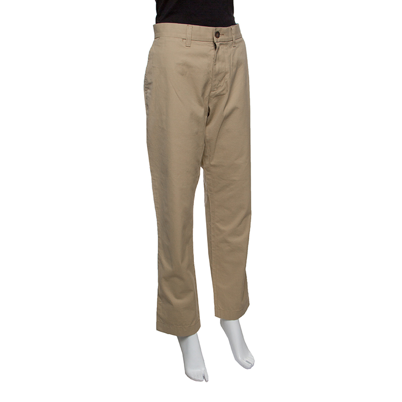 Pre-owned Tommy Hilfiger Beige Cotton Tailored Fit Chino Pants M