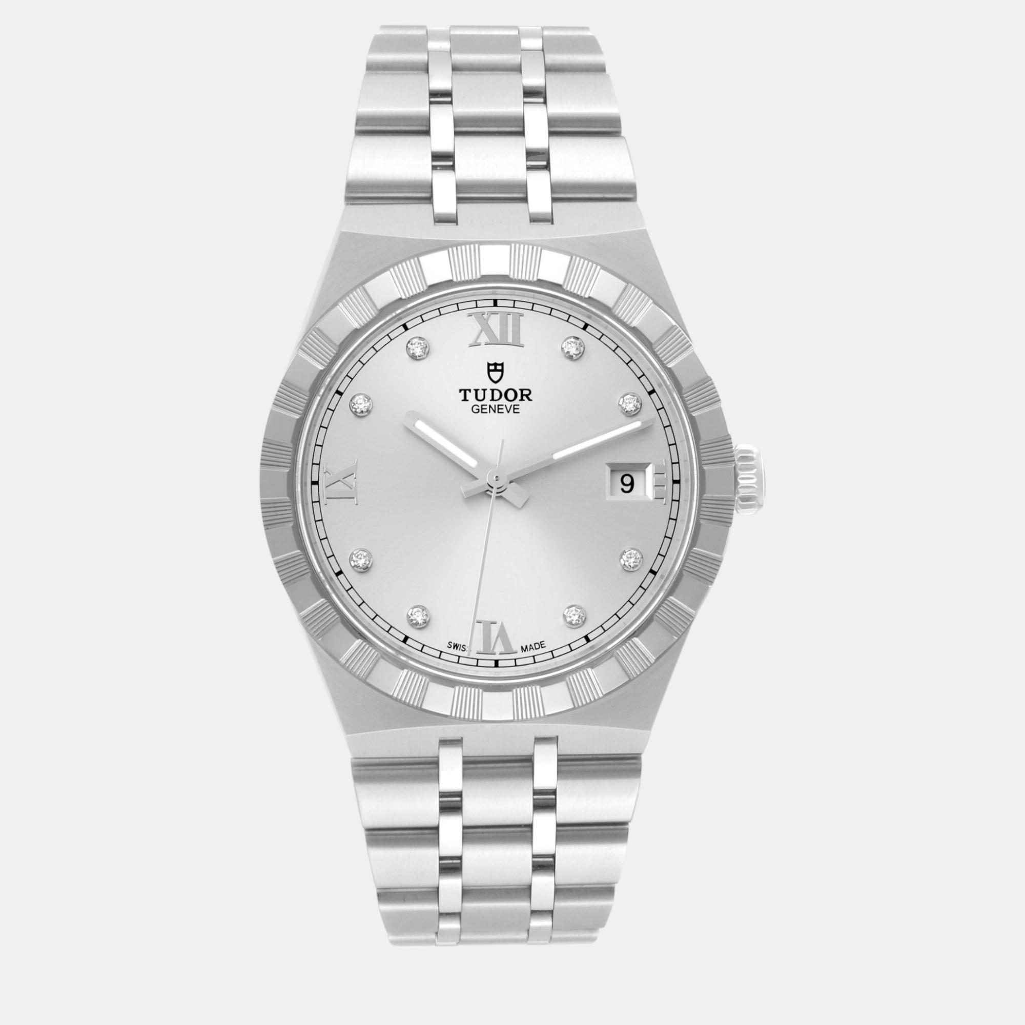 

Tudor Silver Diamond Stainless Steel Royal Automatic Men's Wristwatch 38 mm