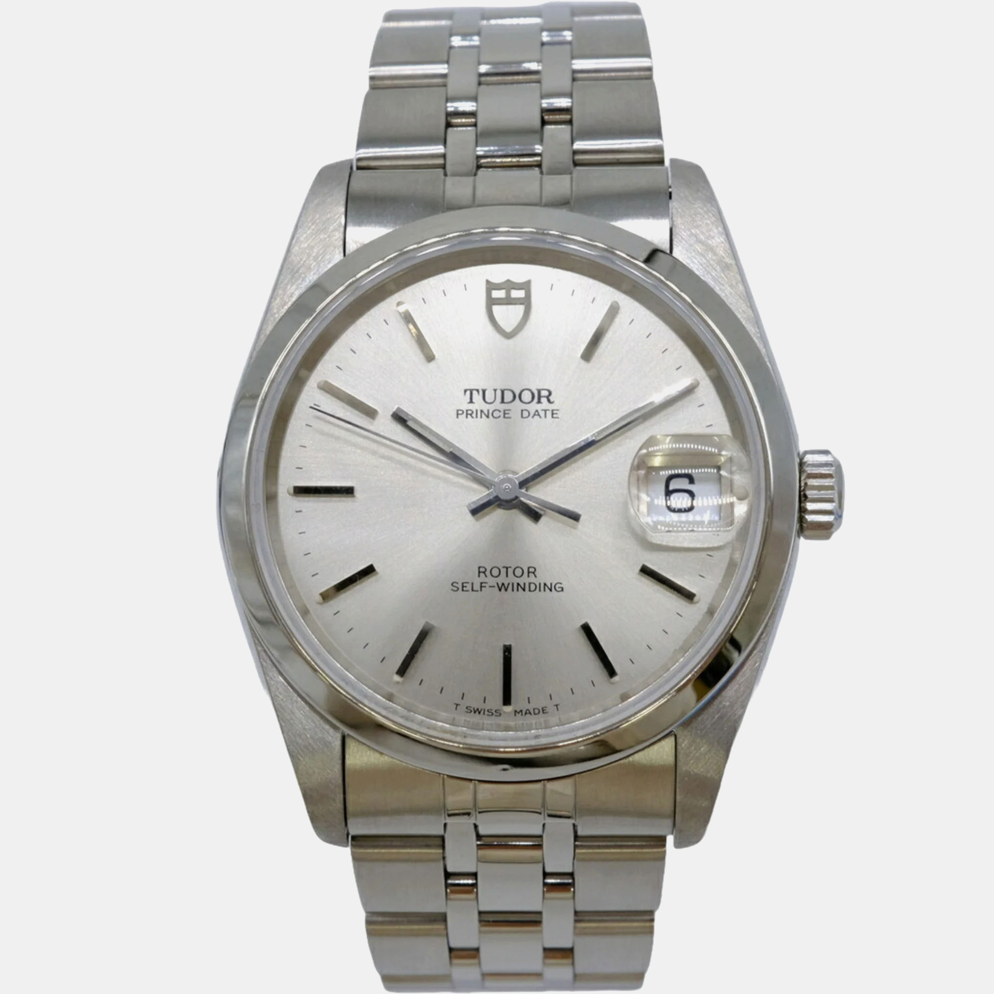 

Tudor Silver Stainless Steel Prince Oysterdate 74000N Automatic Men's Wristwatch 34 mm