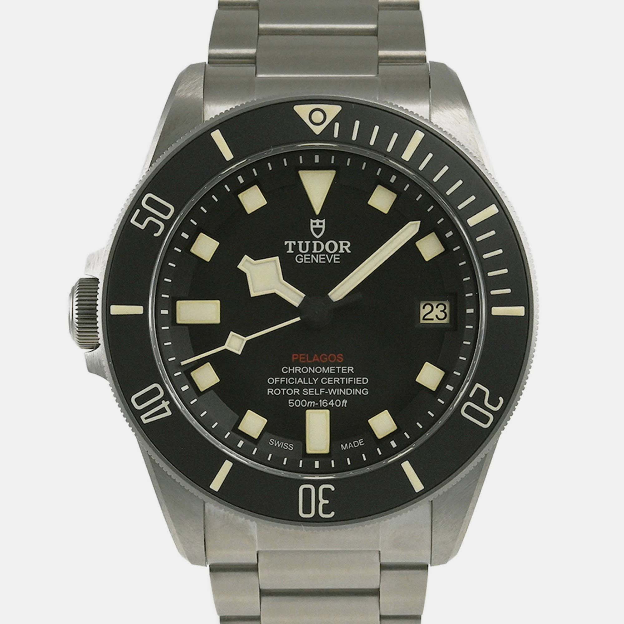 

Tudor Black Stainless Steel Titanium Pelagos 25610TNL Automatic Men's Wristwatch 42 mm