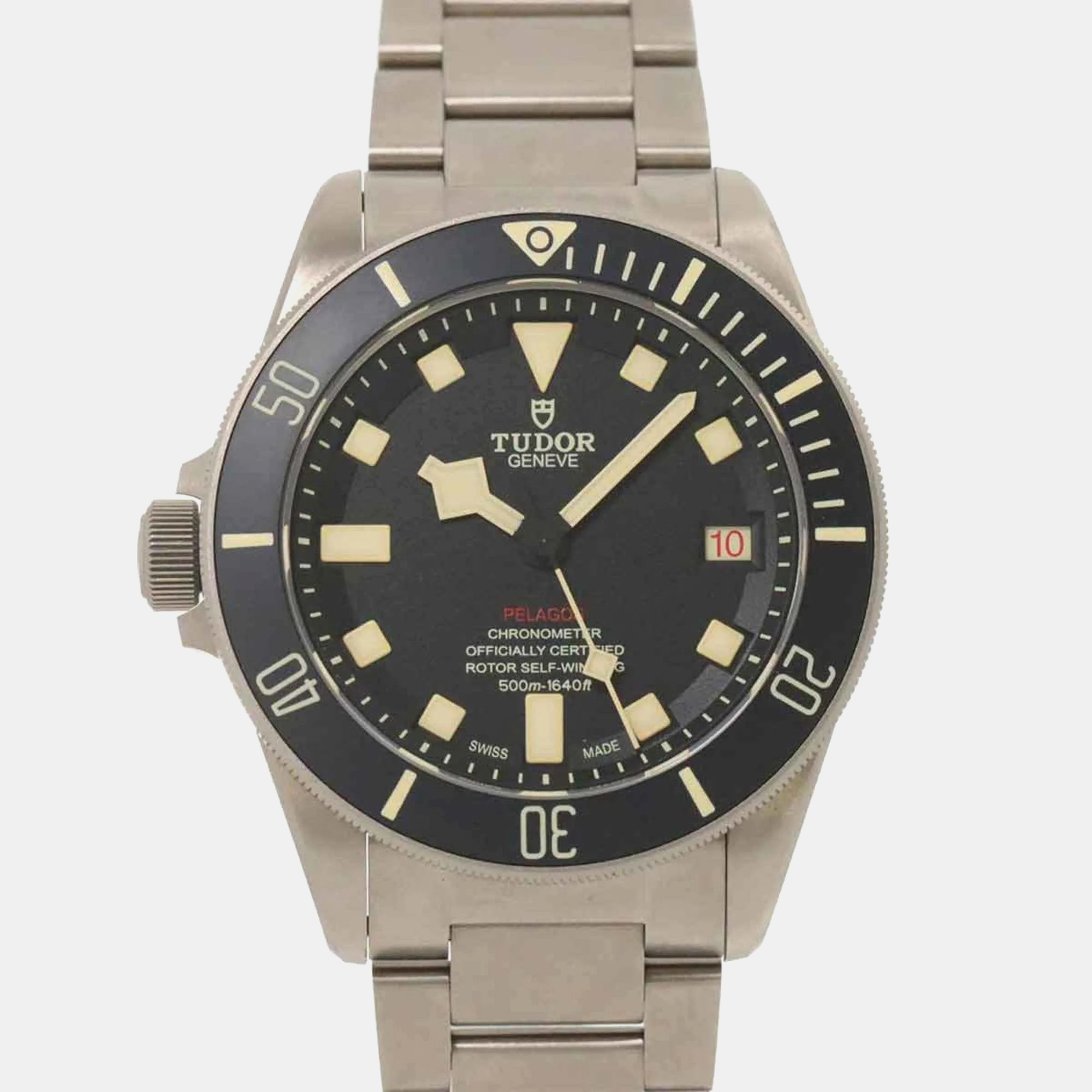 Pre-owned Tudor Black Titanium Pelagos 25610tnl Automatic Men's Wristwatch 42 Mm