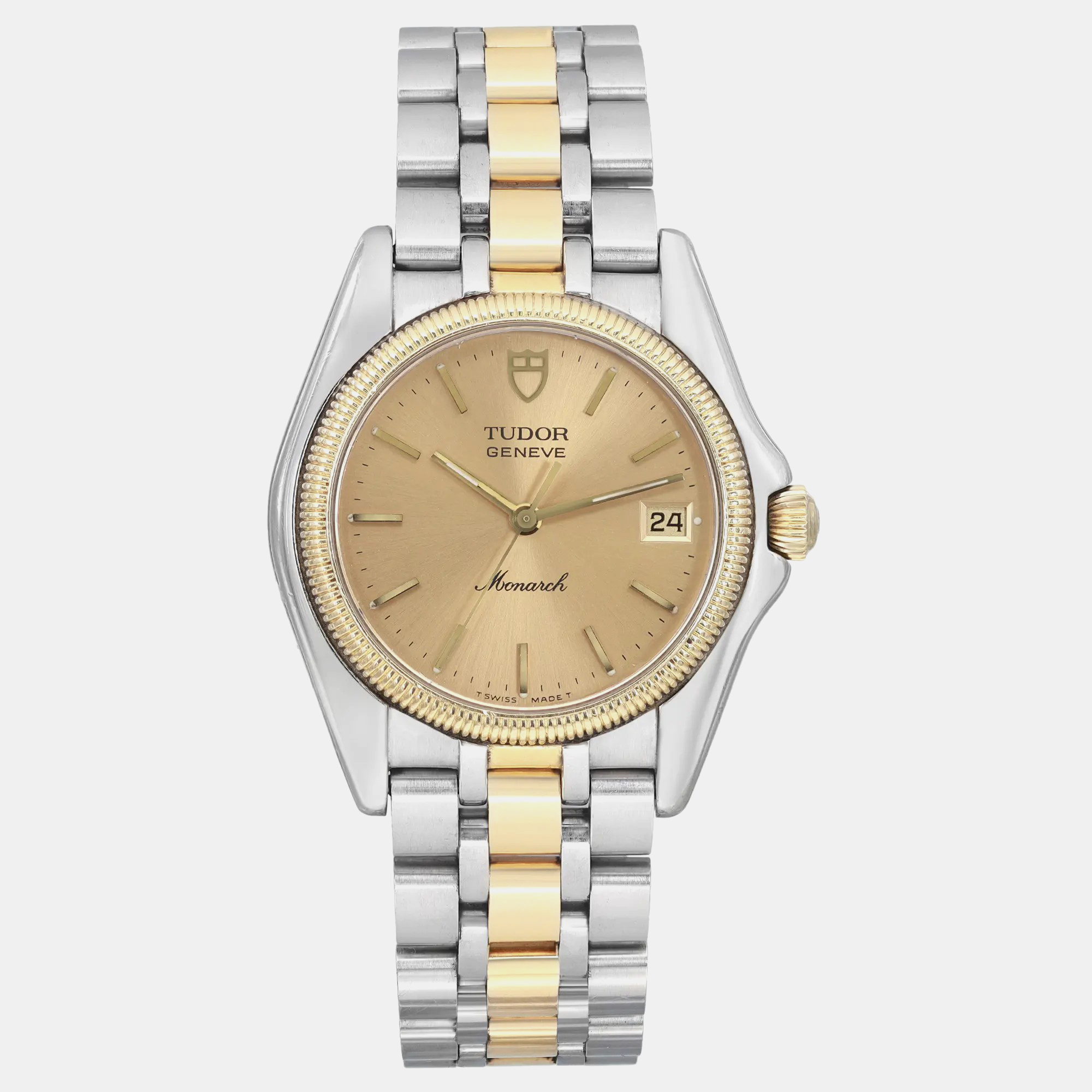 

Tudor Geneve Monarch  Steel 18K Gold Champagne Dial Quartz Mens Wristwatch