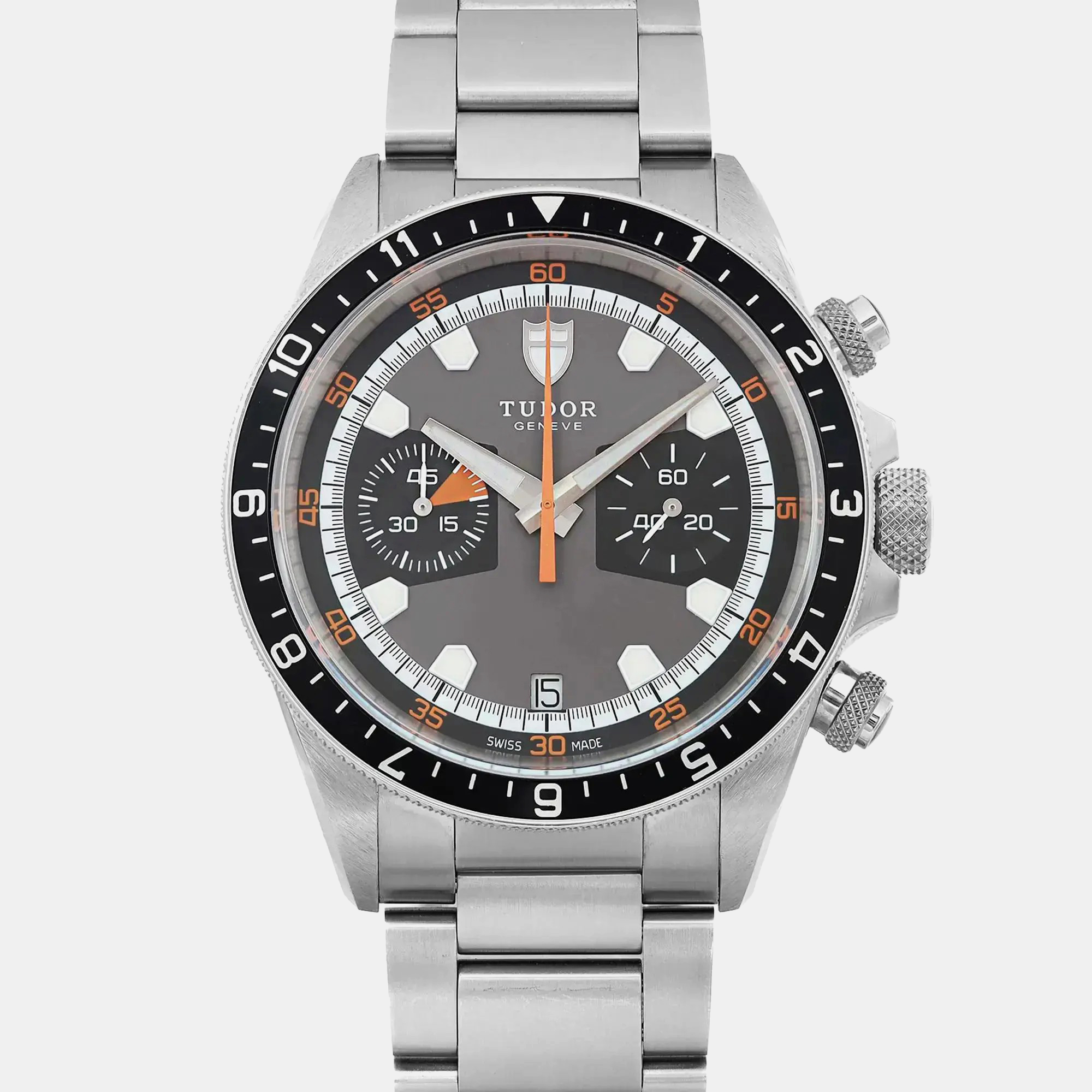Tudor Grey Stainless Steel Heritage Chrono  70330N-95740 Automatic Men`s Wristwatch 42mm 