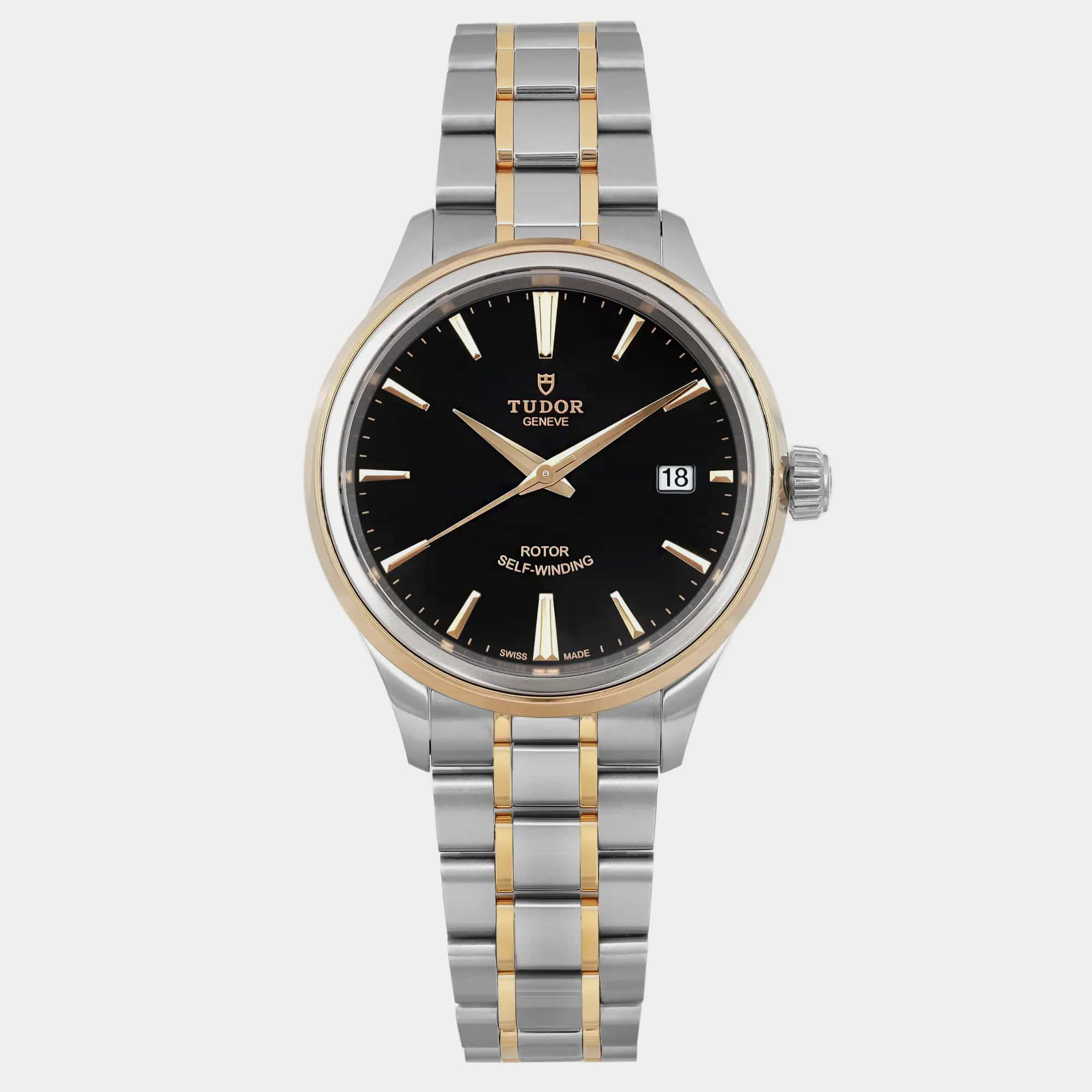 

Tudor Black 18K Yellow Gold Stainless Steel Style 12503-0003 Automatic Men's Wristwatch 38 mm