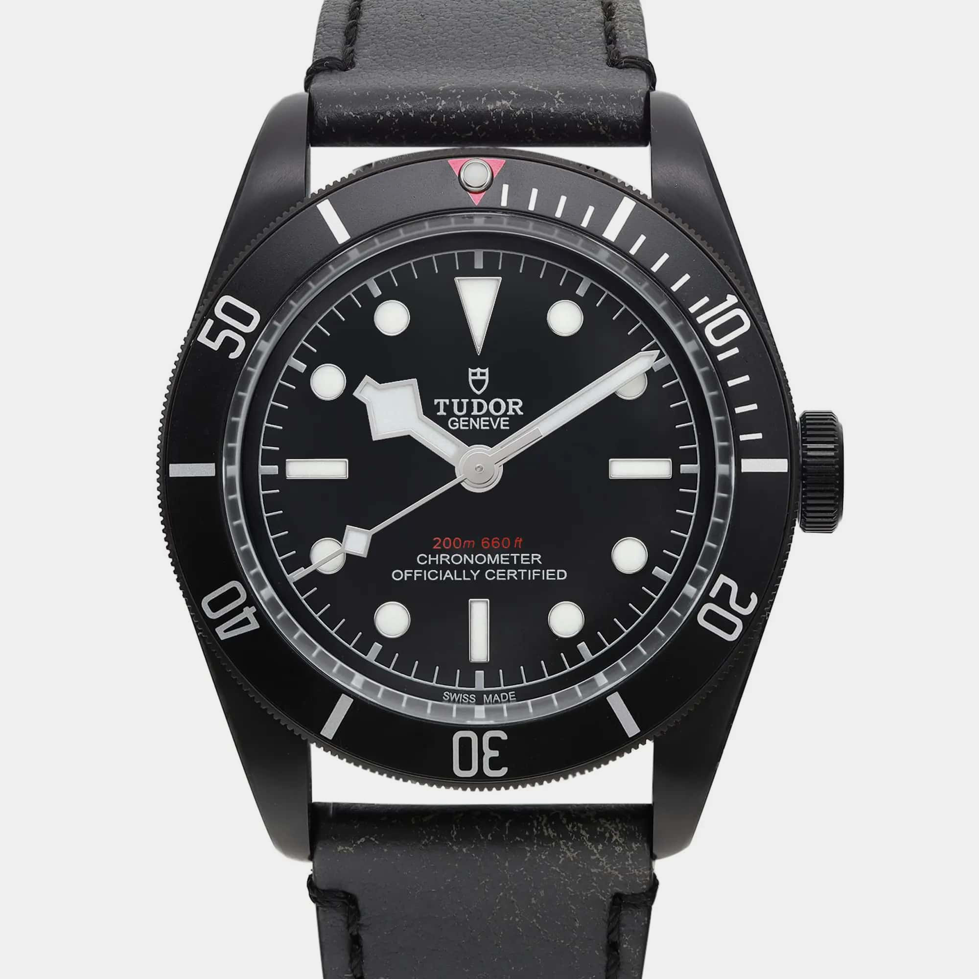 Tudor Black Stainless Steel Heritage Black Bay Automatic Men`s Wristwatch 41 mm 
