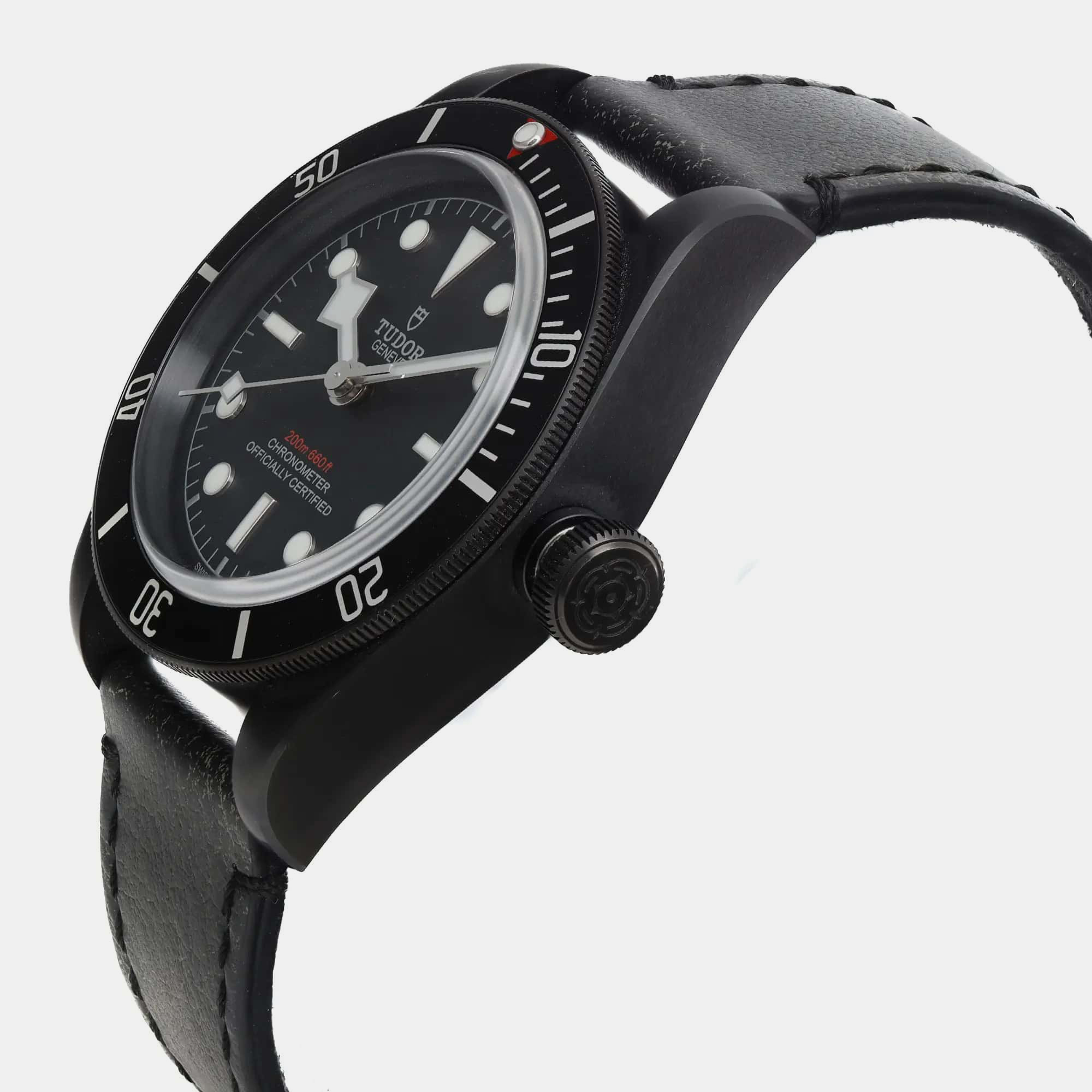 Tudor Black Stainless Steel Heritage Black Bay Automatic Men`s Wristwatch 41 mm 